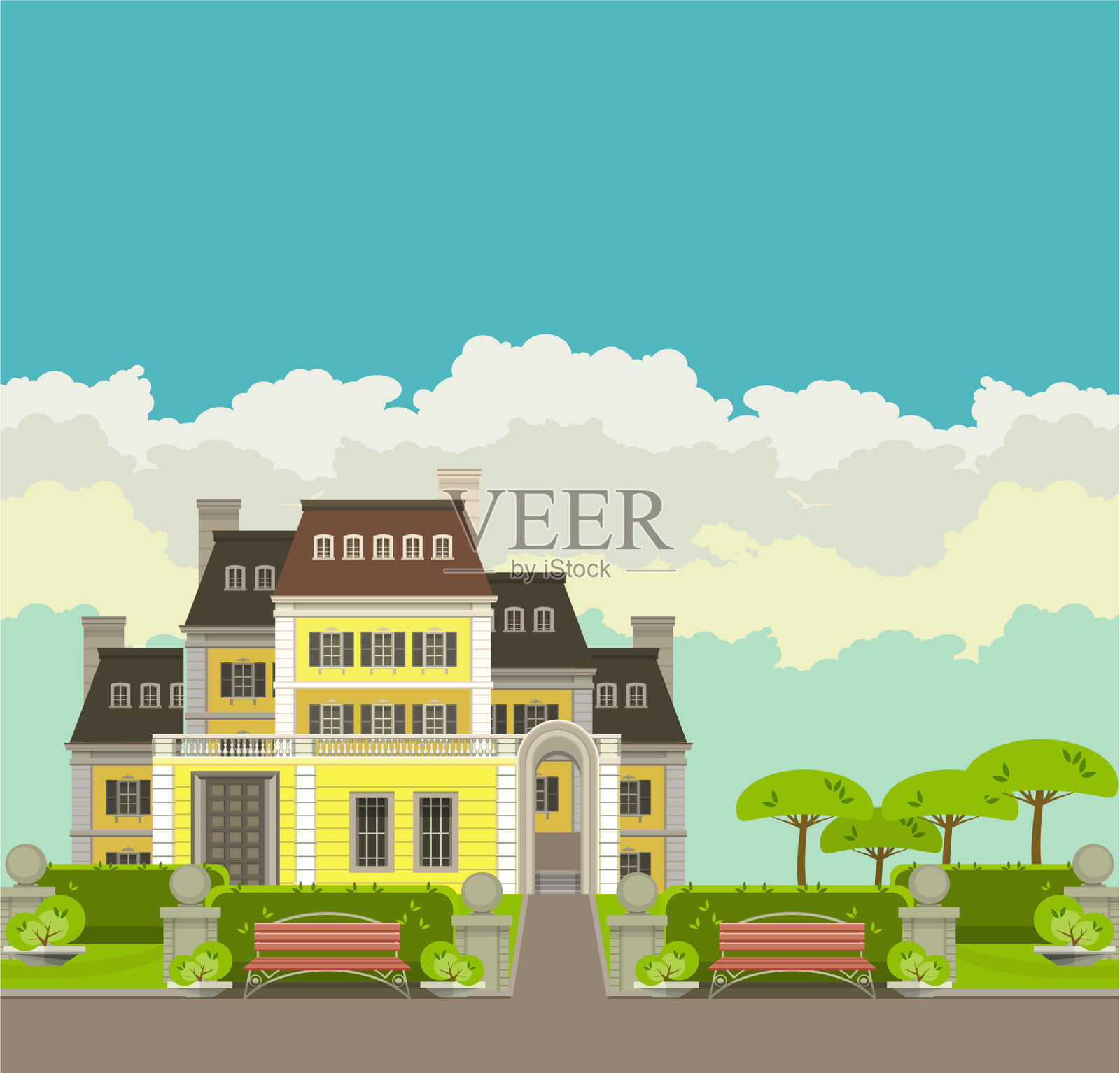 国家的房子插画图片素材