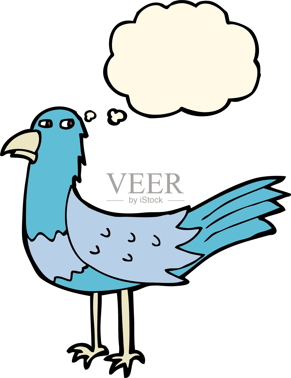 卡通鸟与思想泡泡设计元素图片