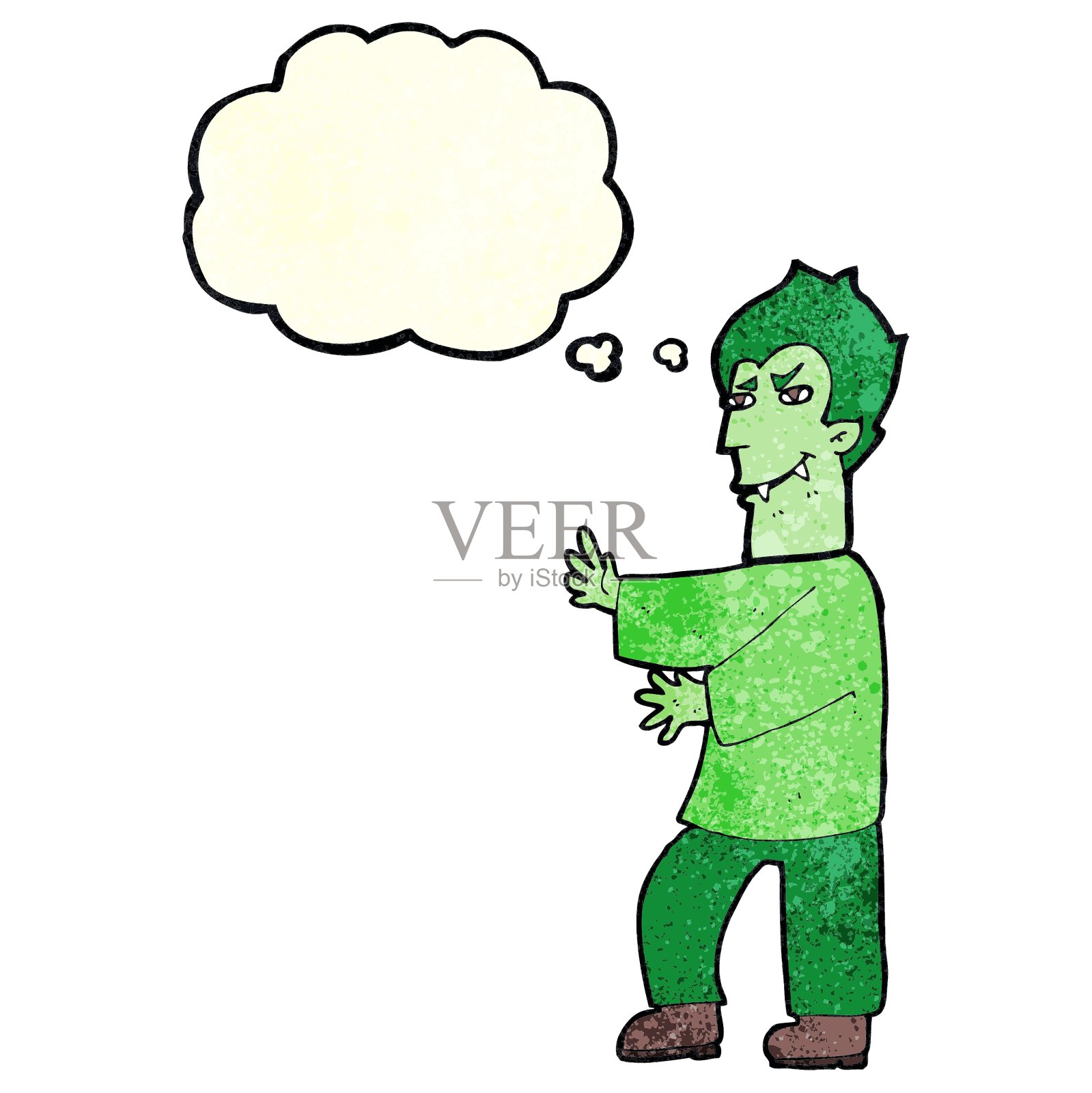 卡通吸血鬼与思想泡沫设计元素图片