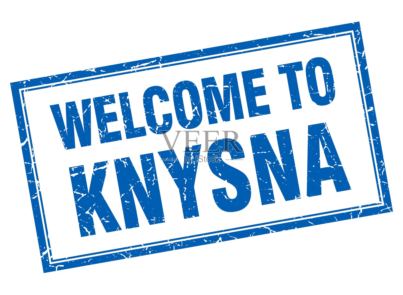 Knysna蓝色方形垃圾摇滚欢迎孤立邮票插画图片素材