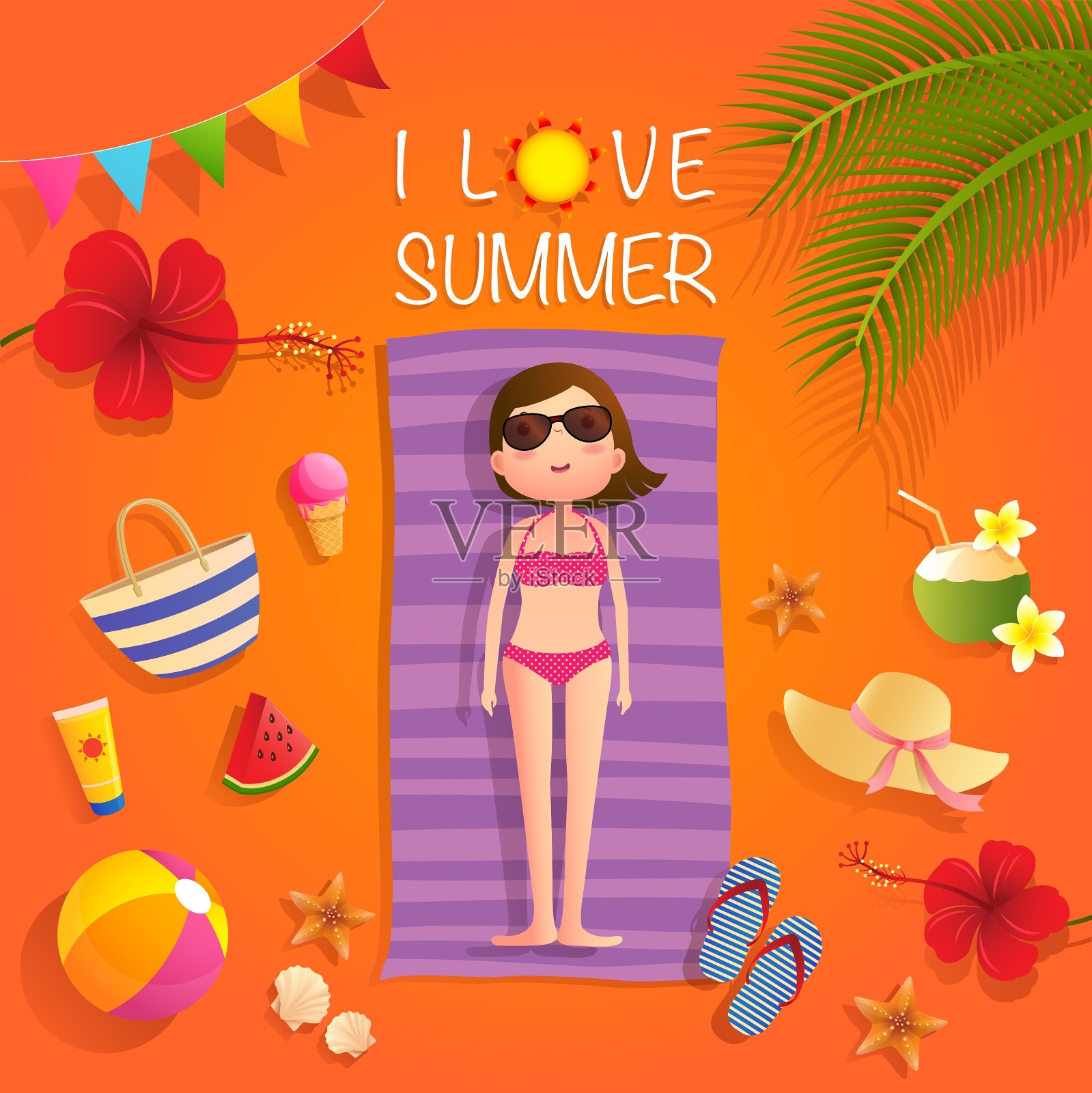 我爱夏天插画图片素材