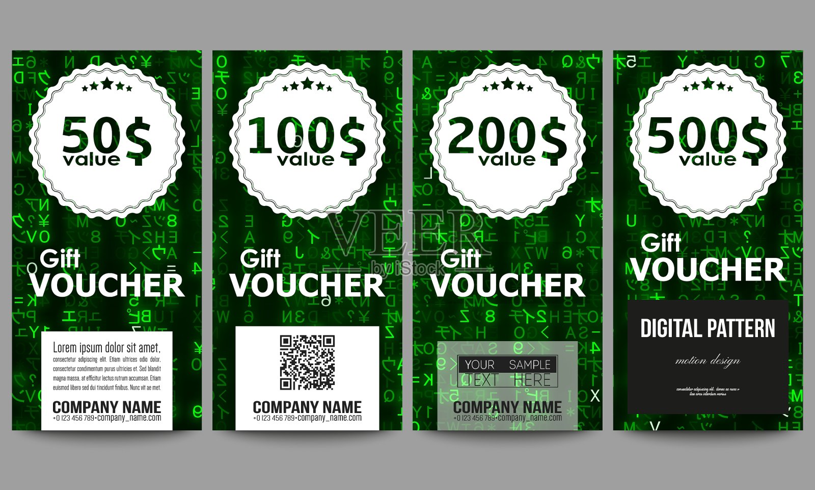 一套现代礼品券模板虚拟设计模板素材