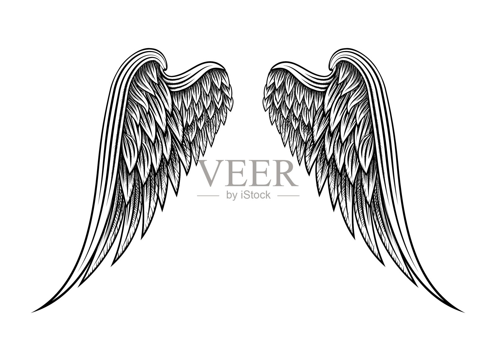手绘天使翅膀设计元素图片