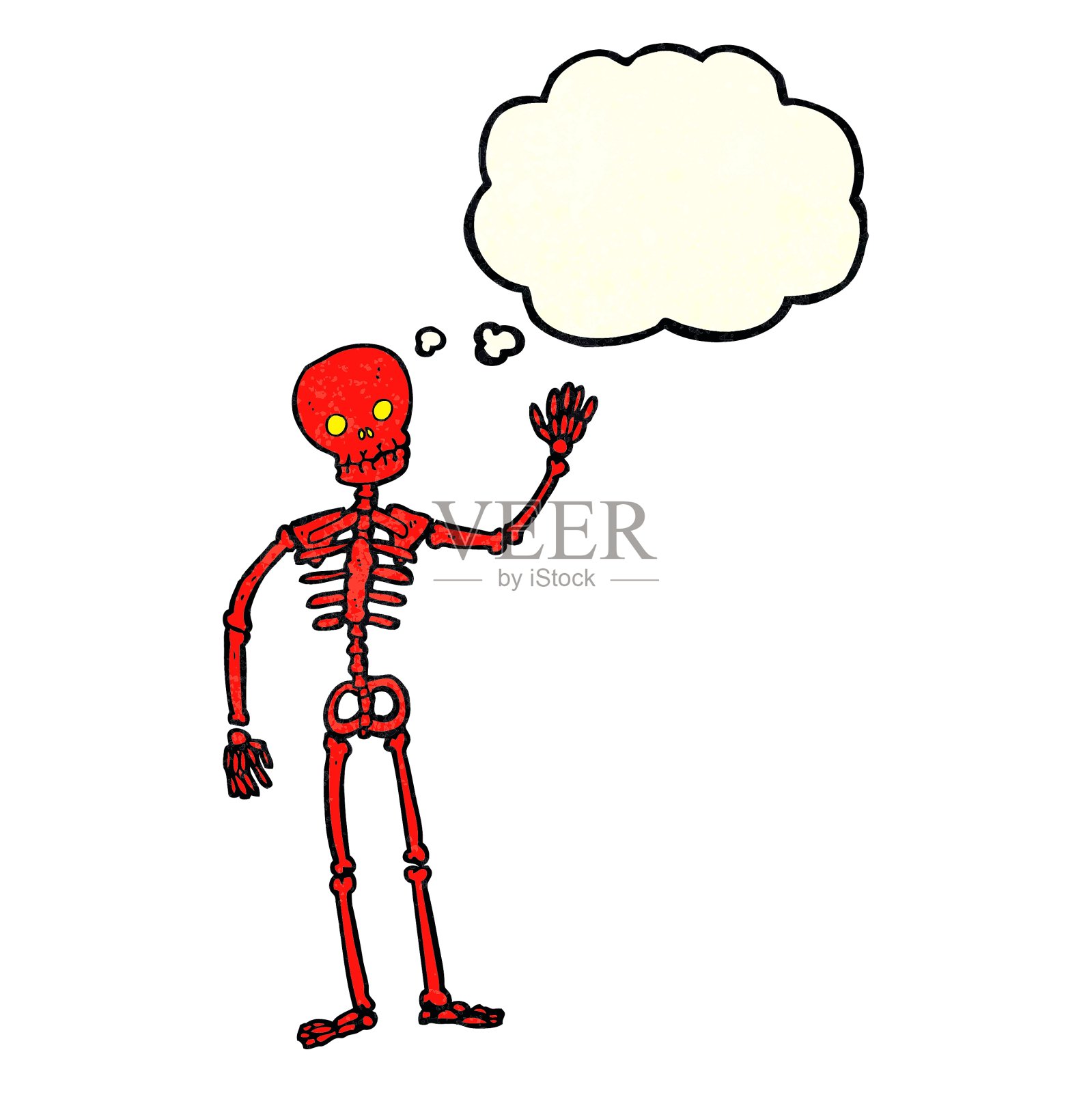 卡通挥舞骷髅与思想泡泡设计元素图片