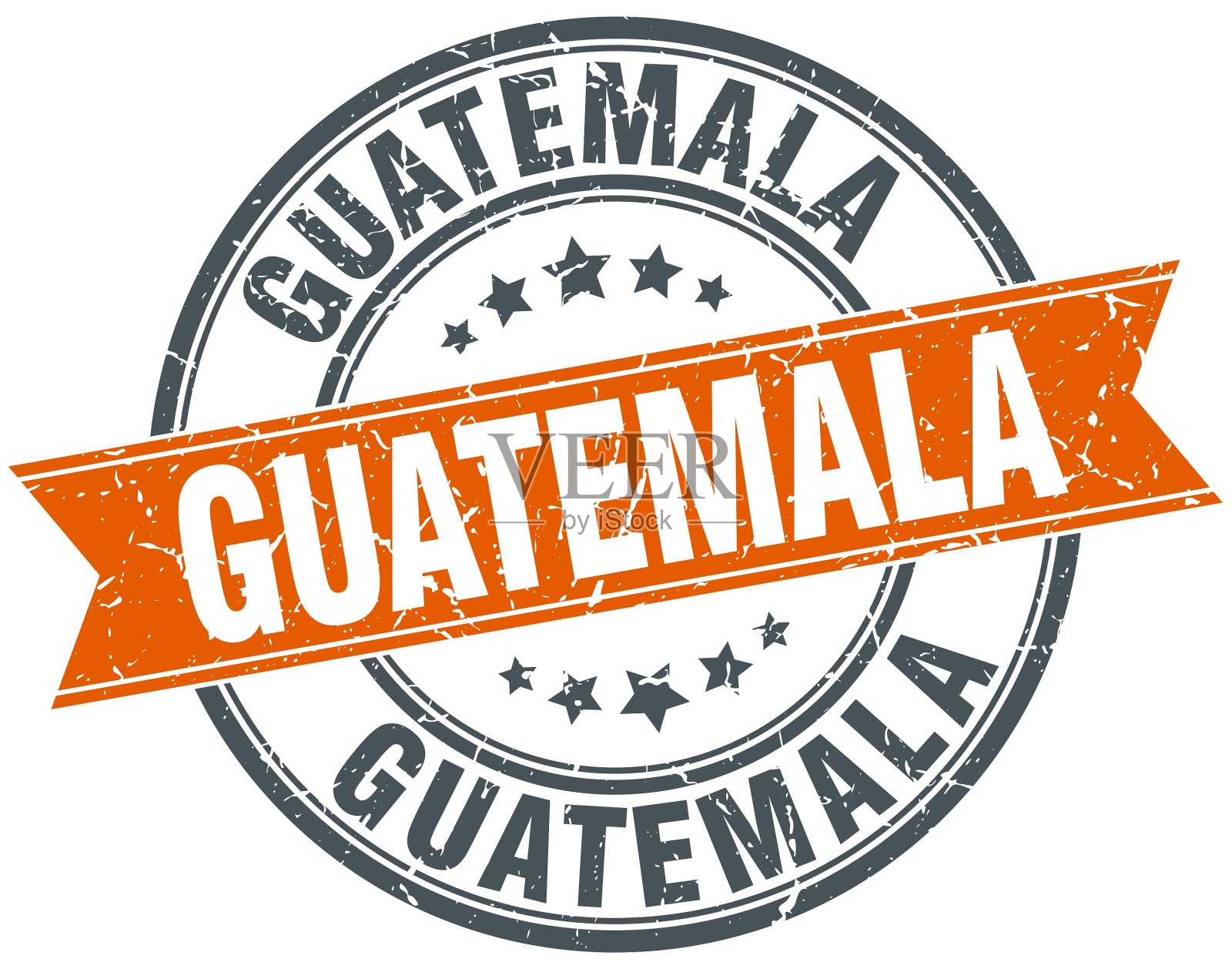 危地马拉红色圆形垃圾复古缎带邮票插画图片素材