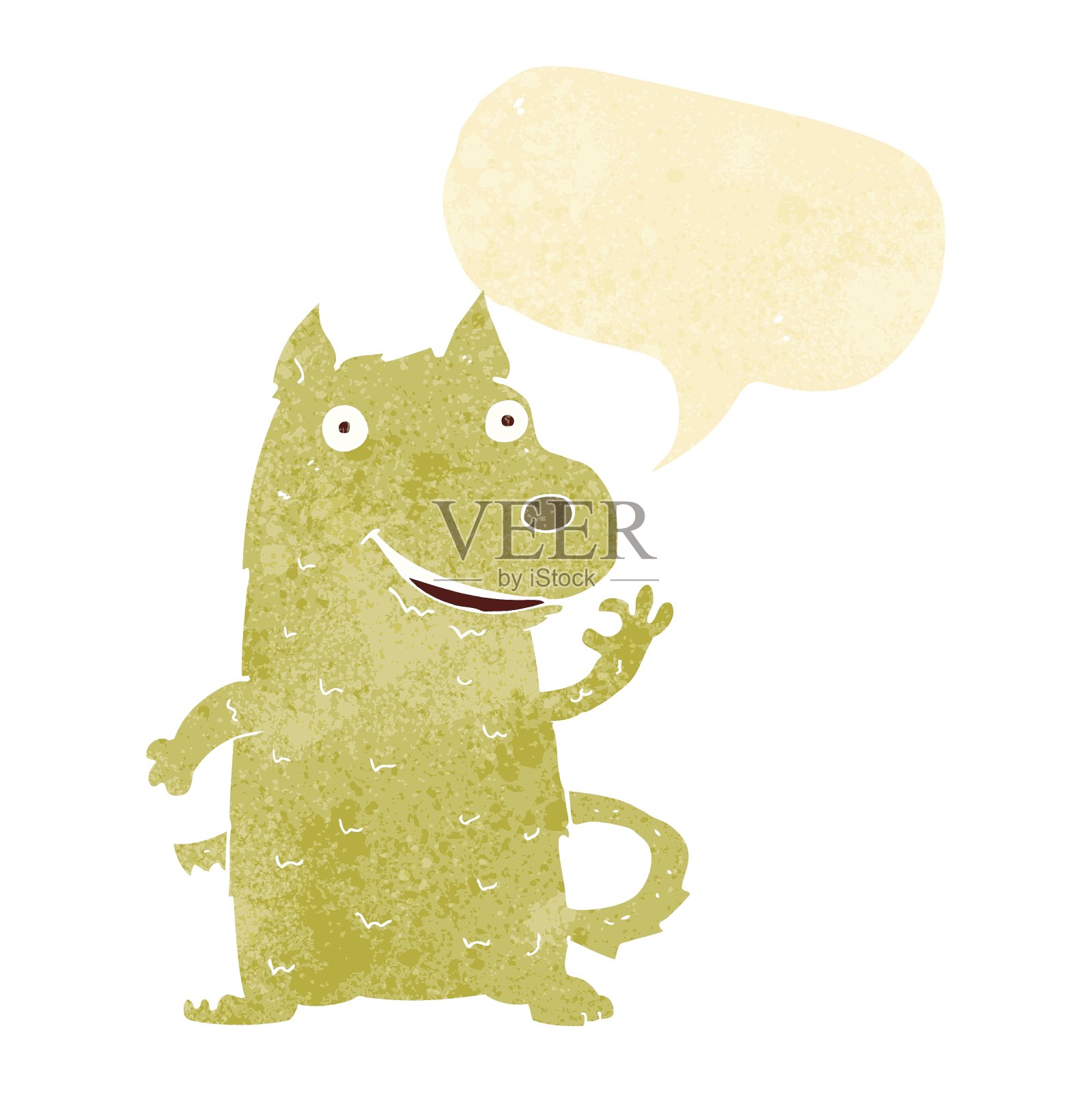 卡通快乐的狗与言语泡泡设计元素图片