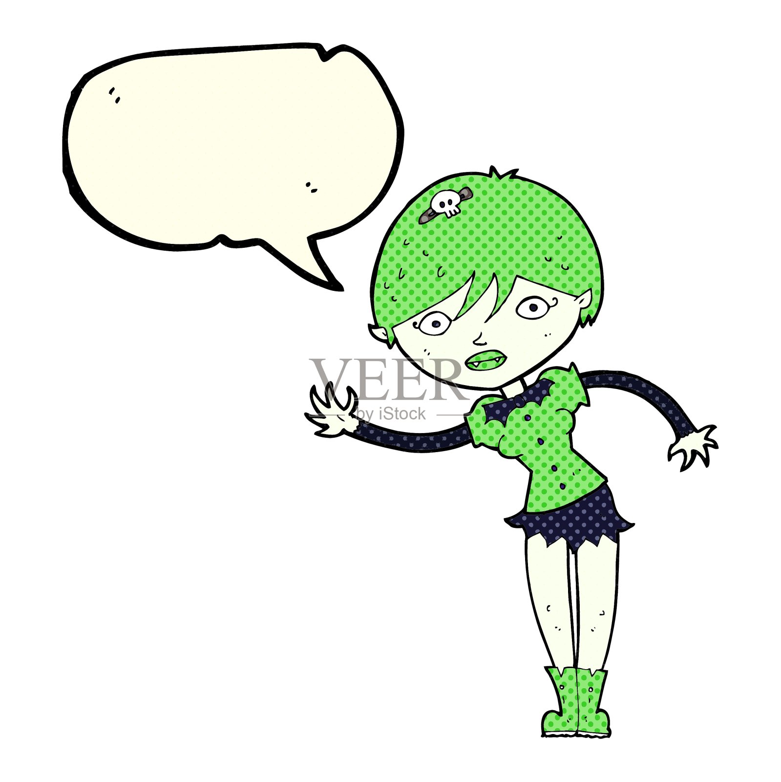 卡通吸血鬼女孩与语音泡泡设计元素图片