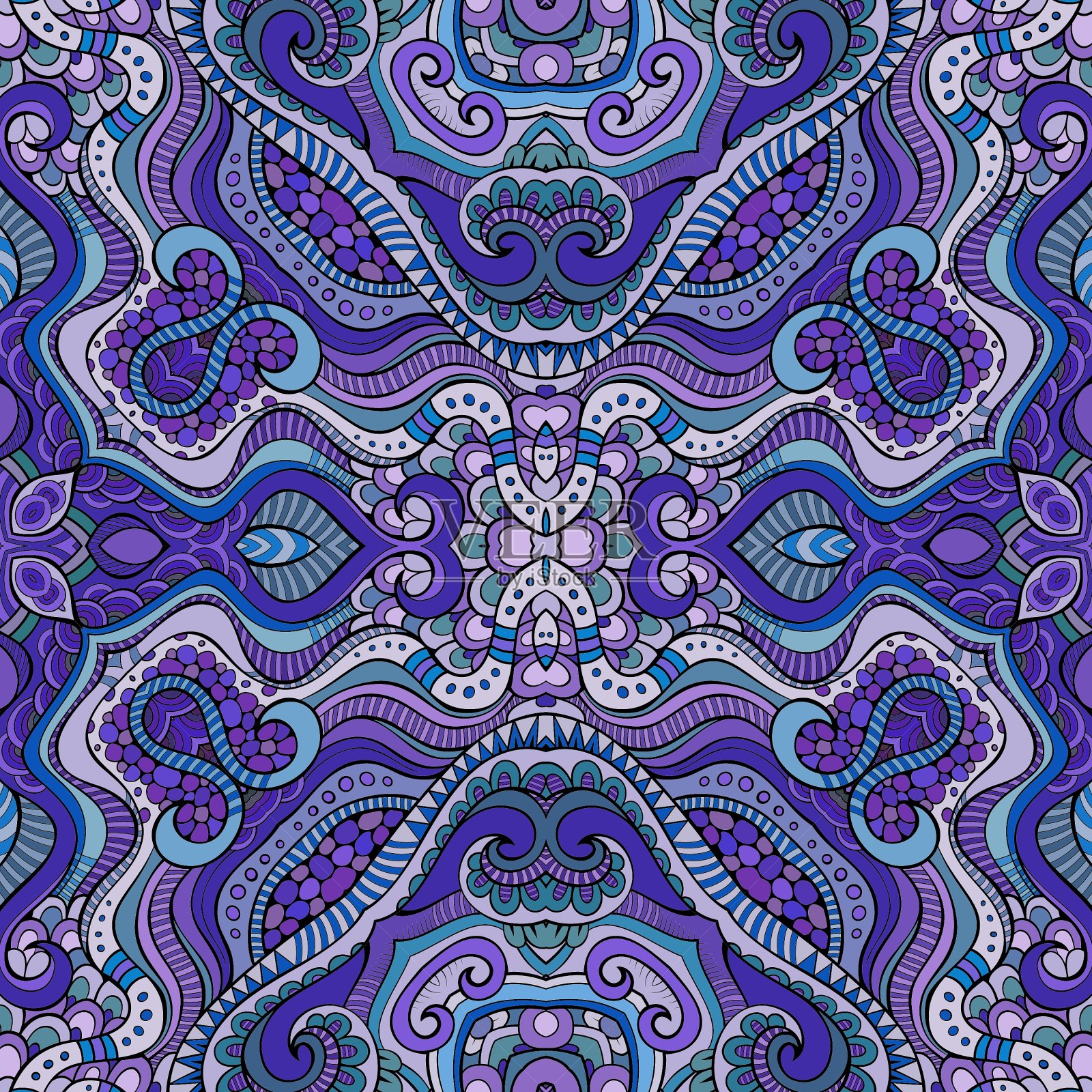 抽象民族花卉无缝装饰插画图片素材