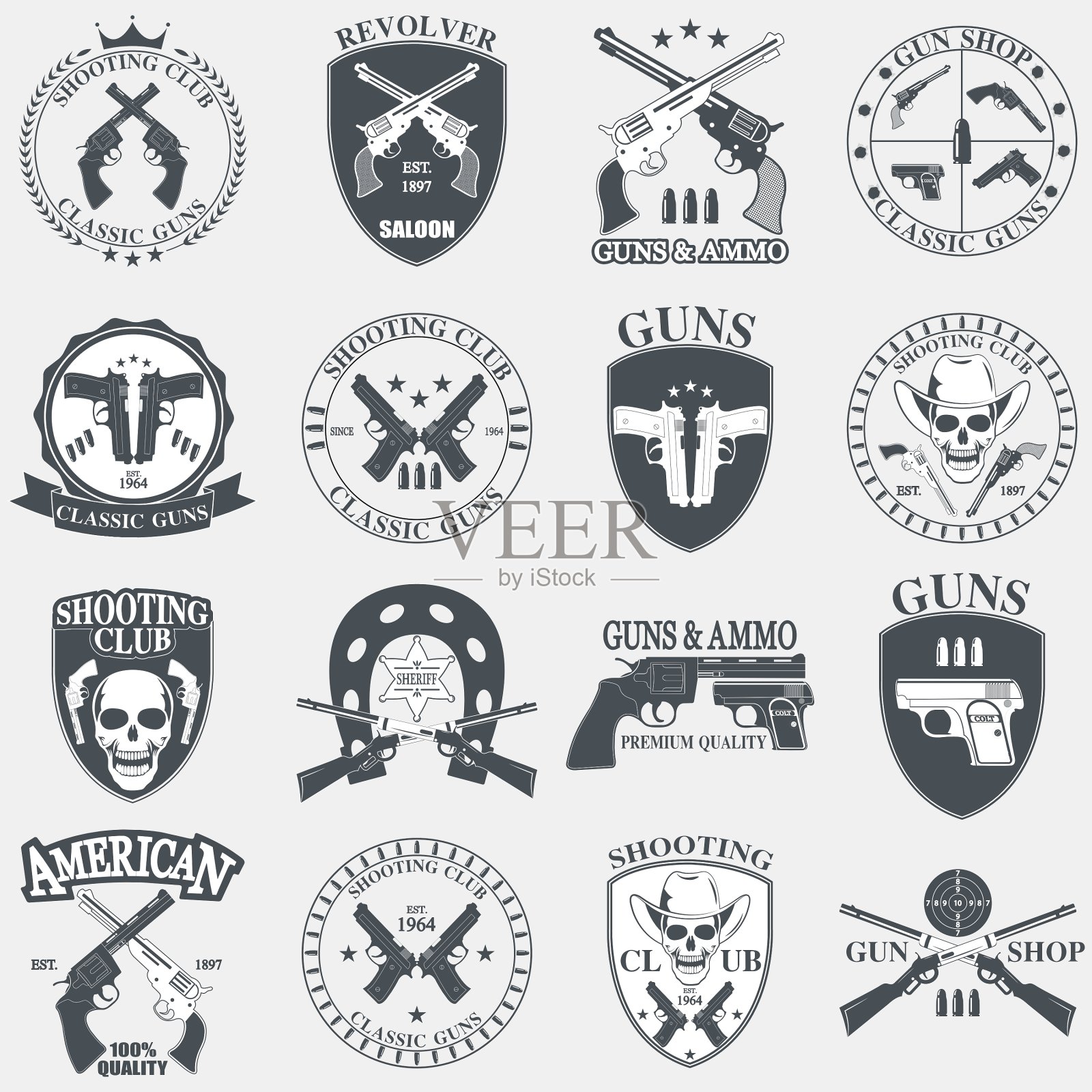经典的枪支会徽插画图片素材
