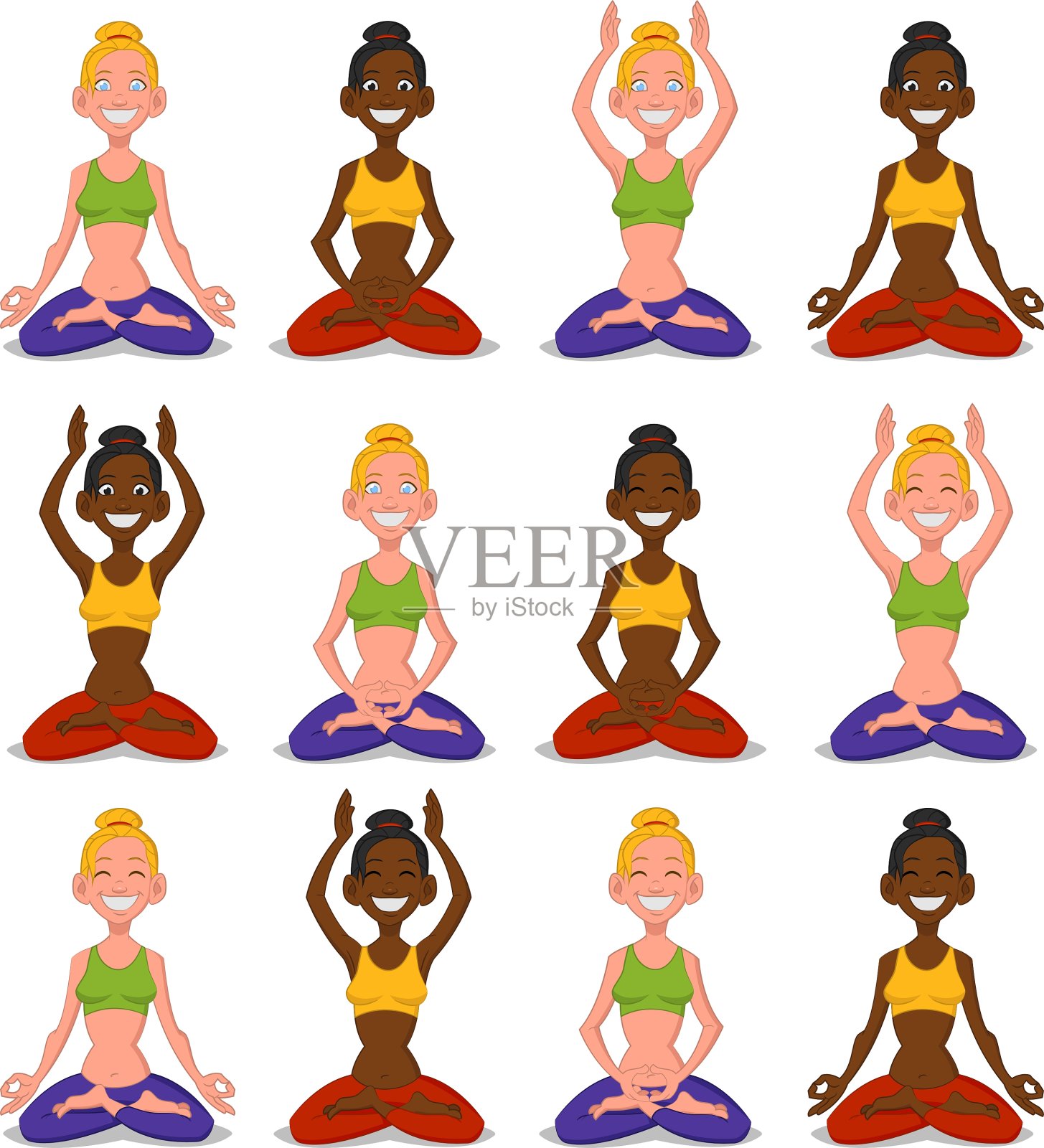 集女性瑜伽插画图片素材