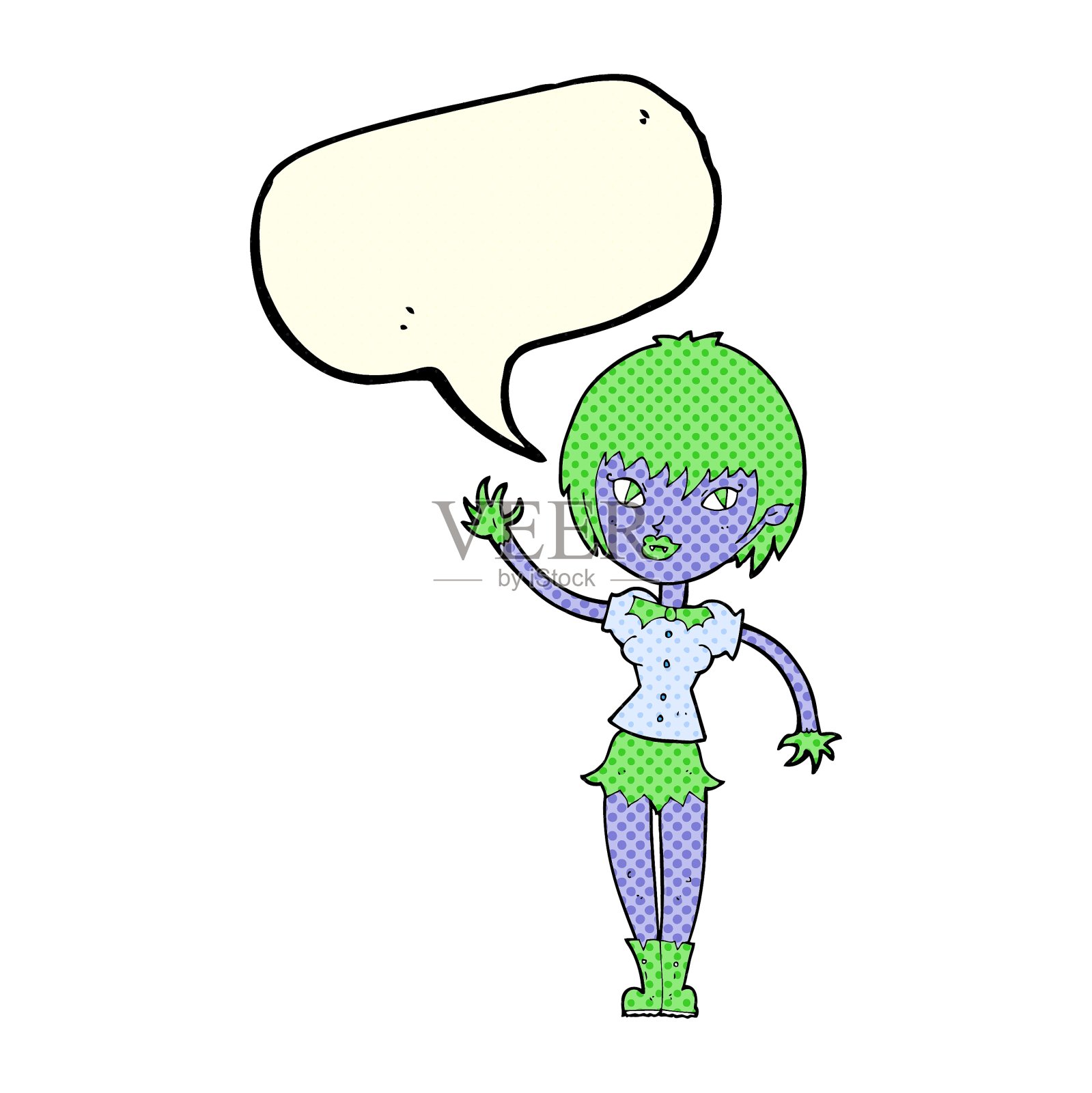 卡通吸血鬼女孩与语音泡泡设计元素图片