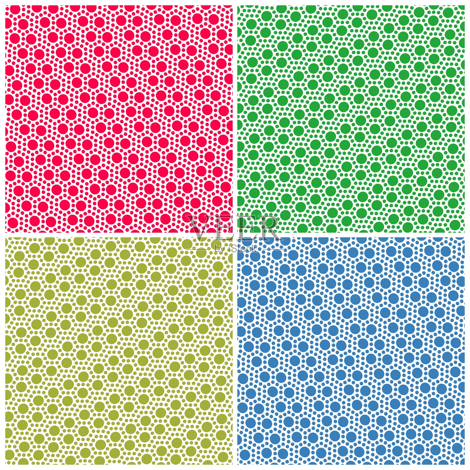 一套简单的彩色无缝图案点插画图片素材