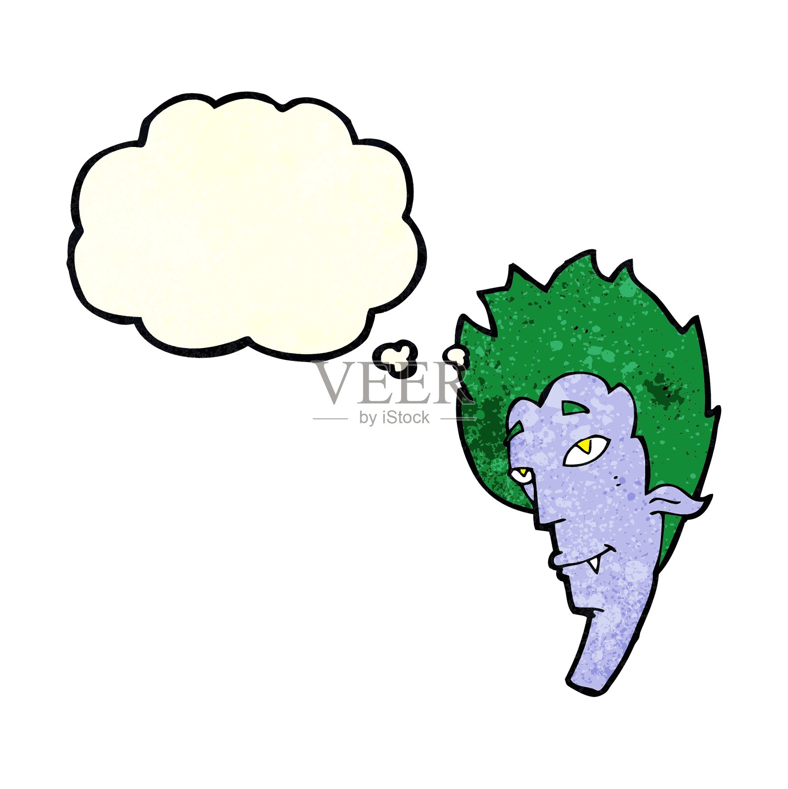 卡通吸血鬼头与思想泡泡设计元素图片