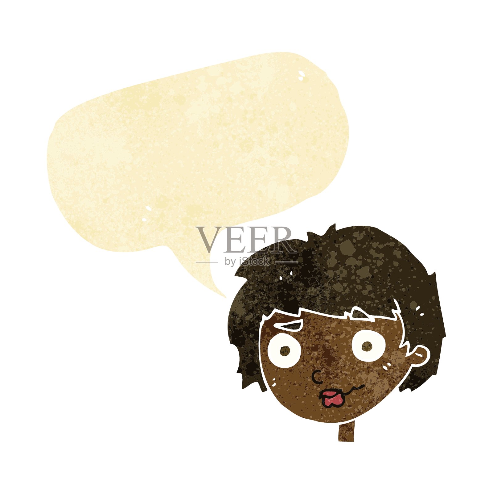 卡通迷惑女人与言语泡泡设计元素图片