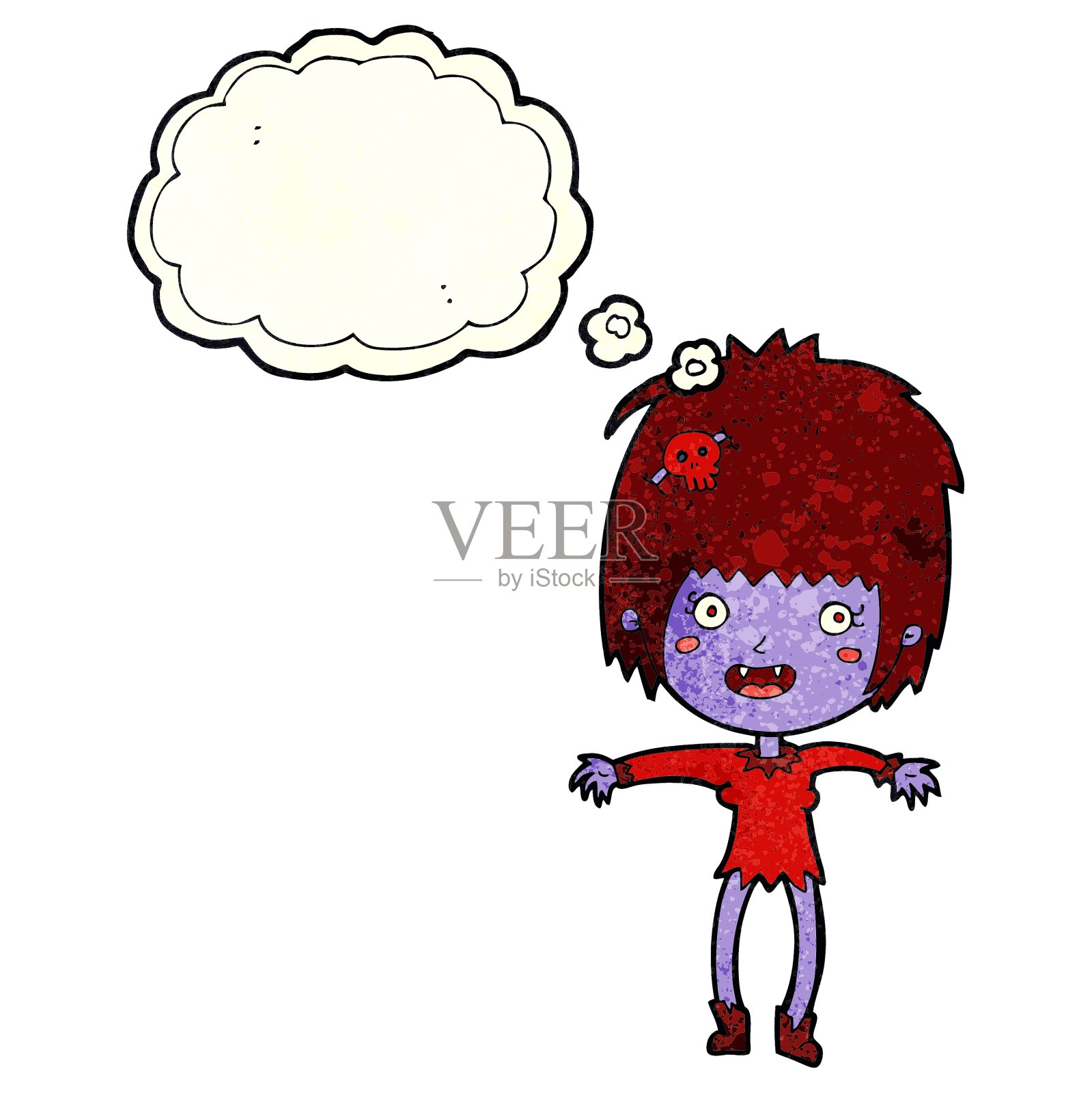 卡通吸血鬼女孩与思想泡沫设计元素图片