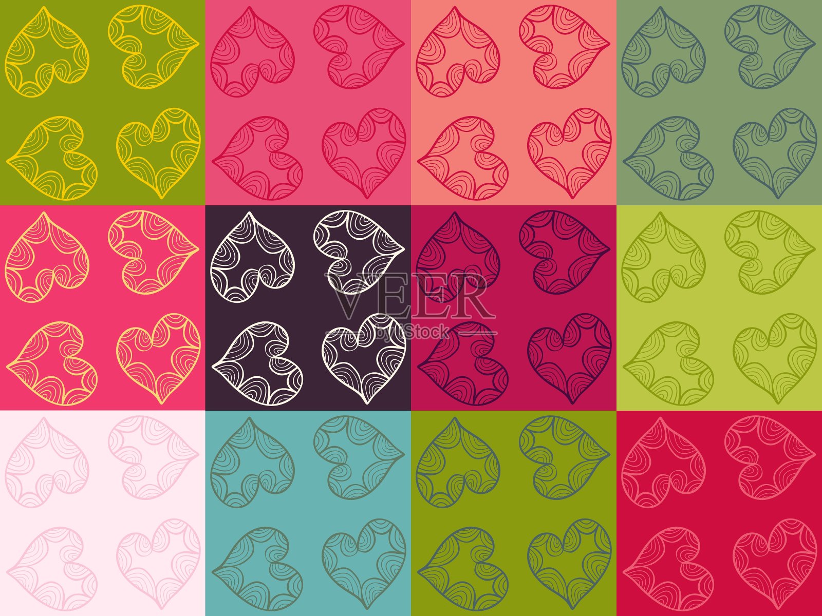 情人节无缝样板套插画图片素材