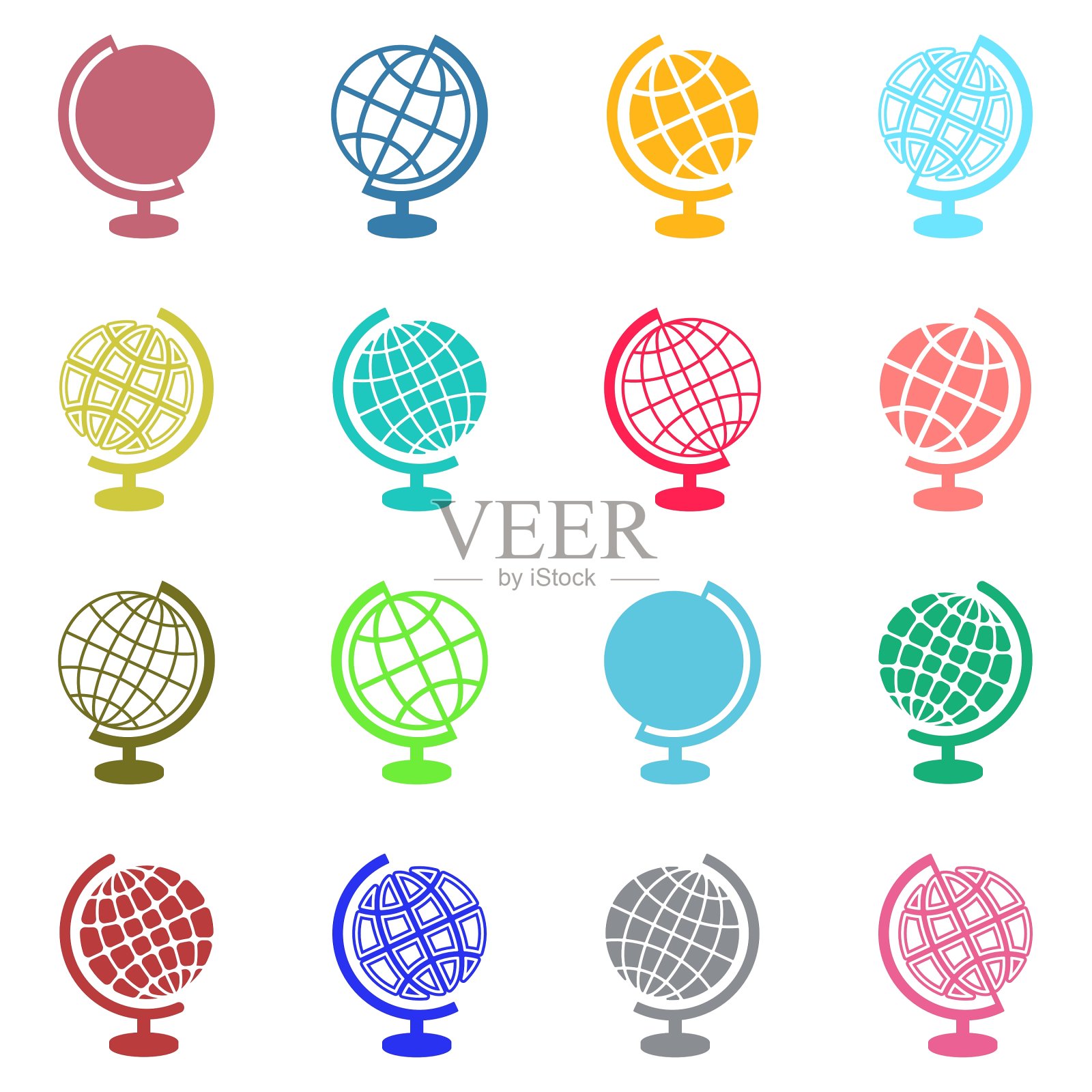 全球的图标插画图片素材