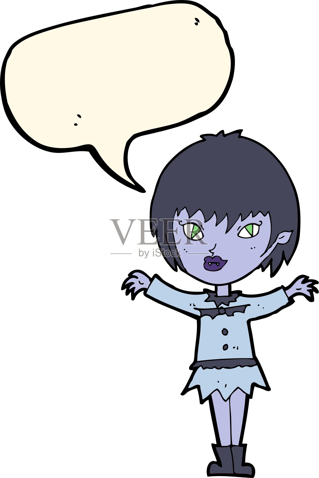卡通吸血鬼女孩与语音泡泡设计元素图片