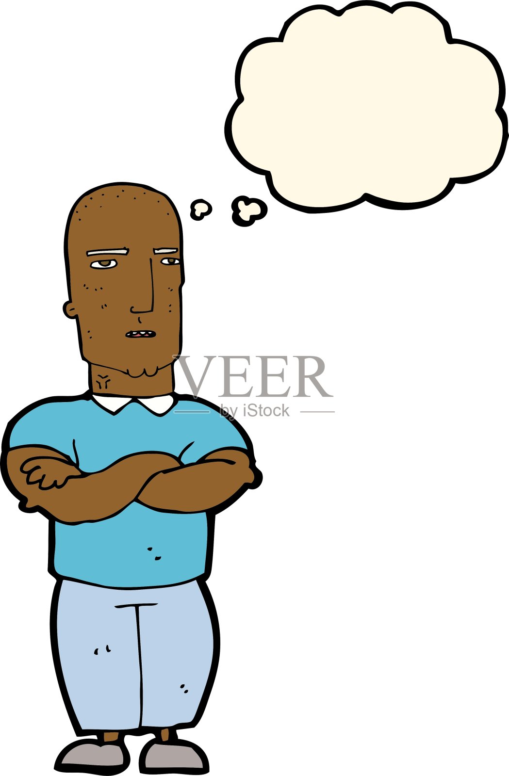 卡通烦扰秃头男人的思想泡泡设计元素图片