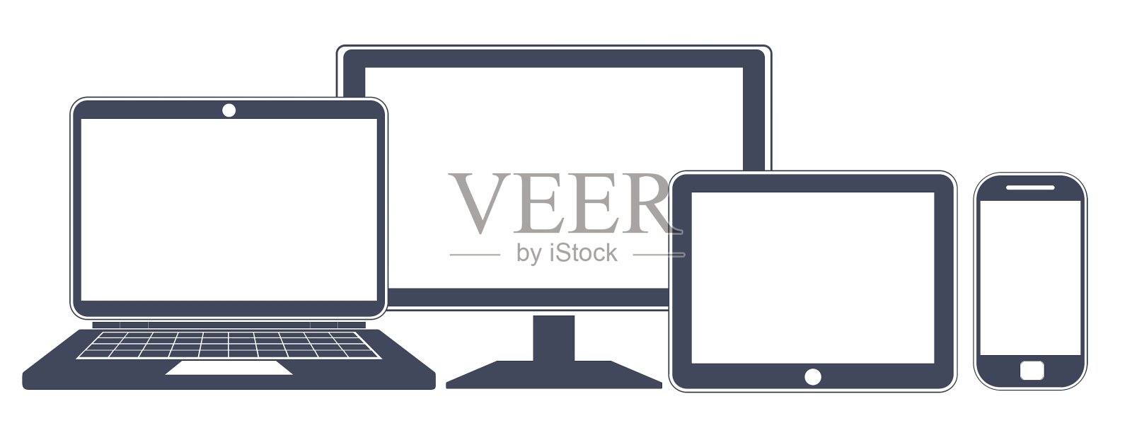 设备图标智能手机，平板电脑，笔记本电脑和设计元素图片