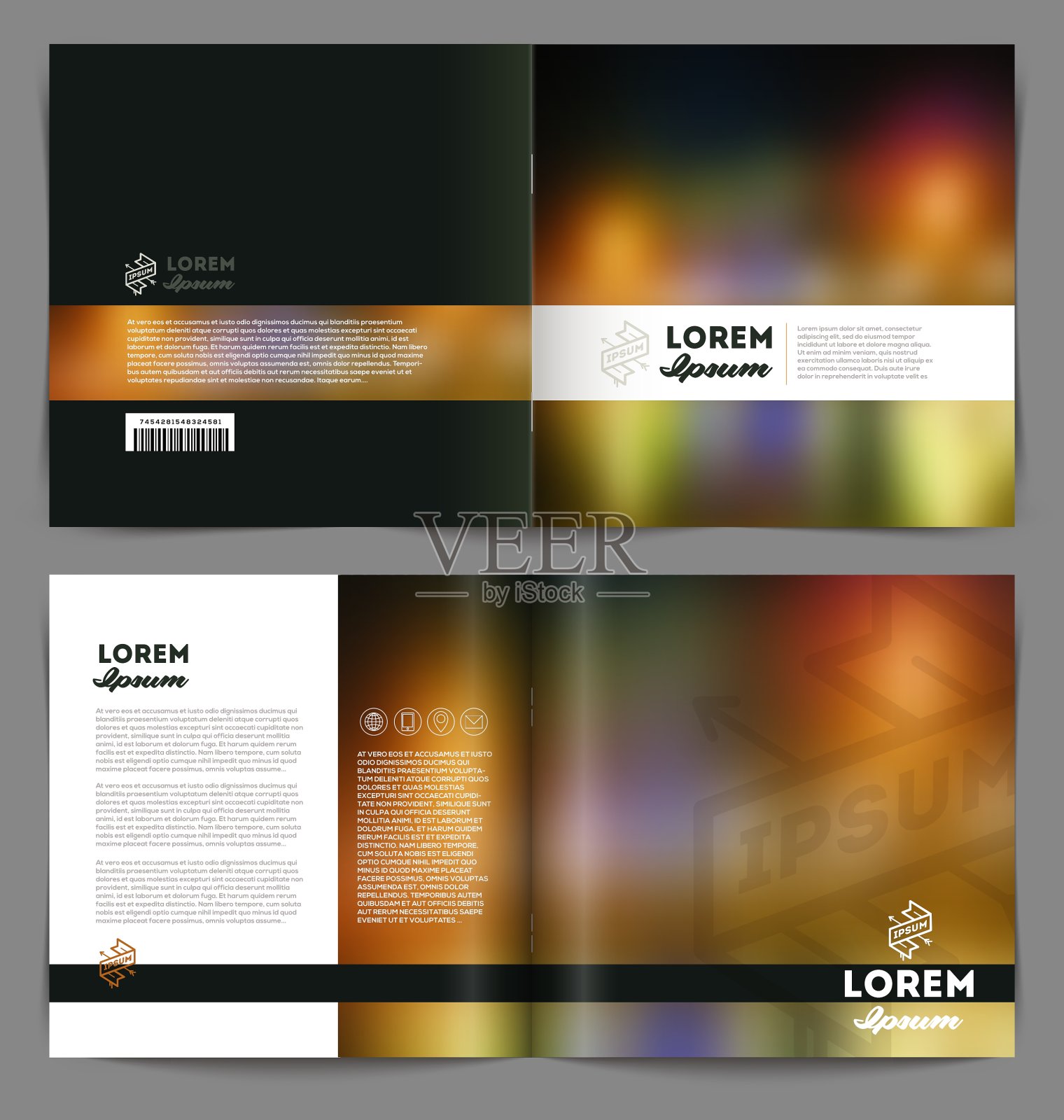 模板小册子抽象设计封面和里面设计模板素材