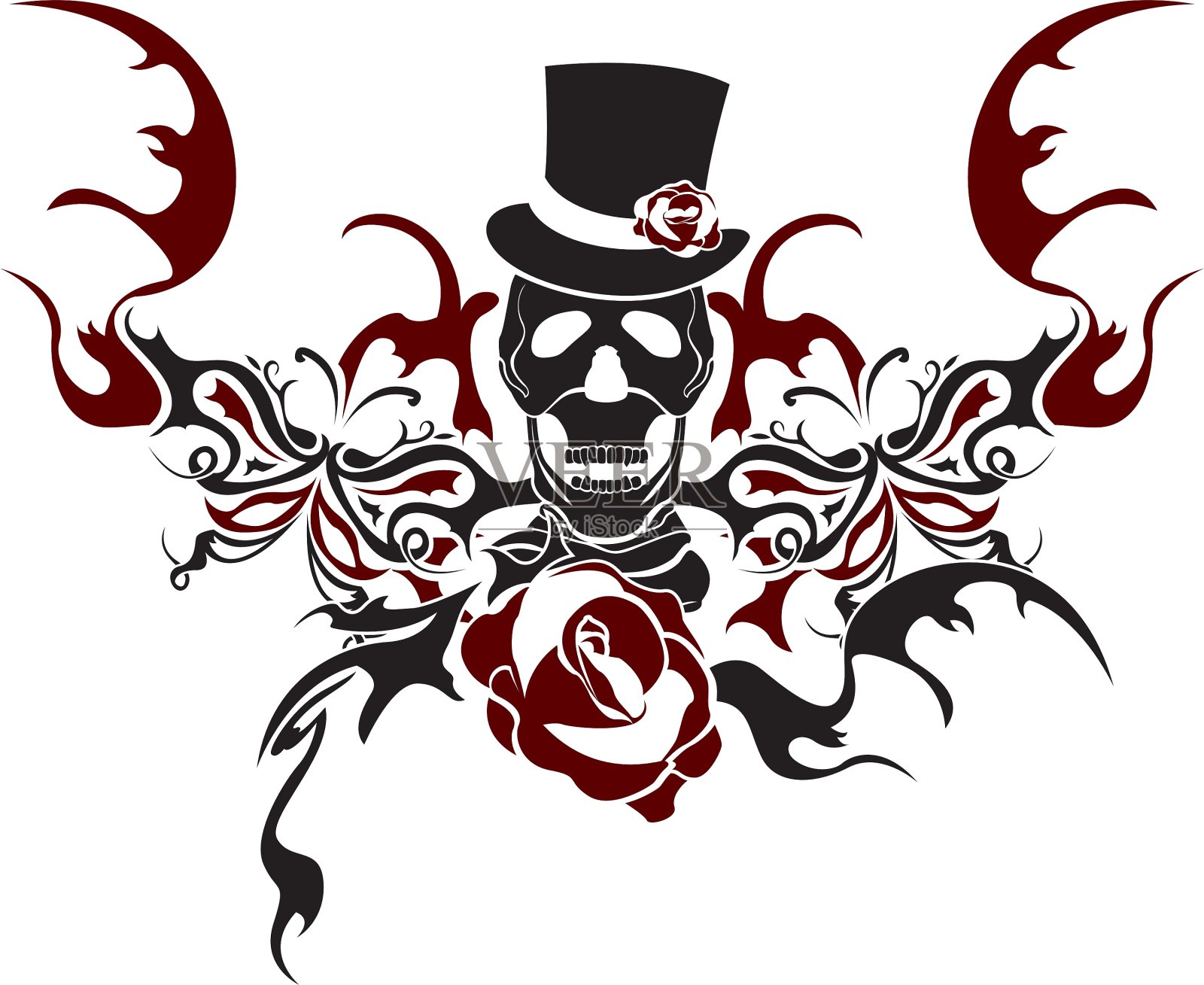 头骨的蝴蝶设计元素图片