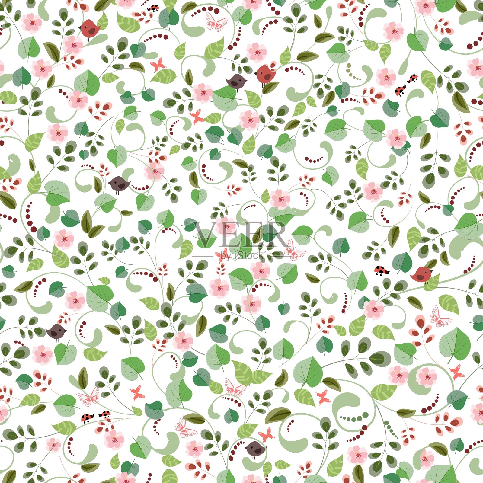 可爱的自然无缝纹理为您的设计插画图片素材