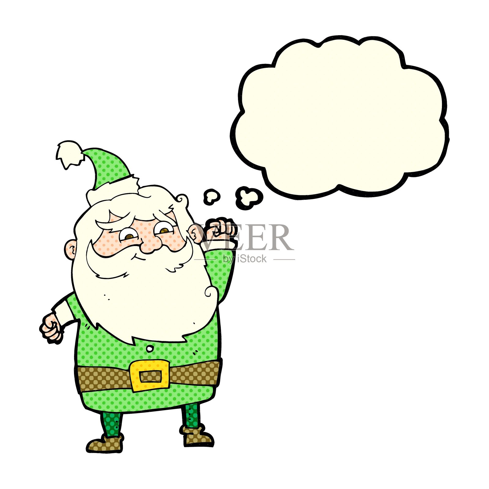 卡通圣诞老人与思想泡泡设计元素图片