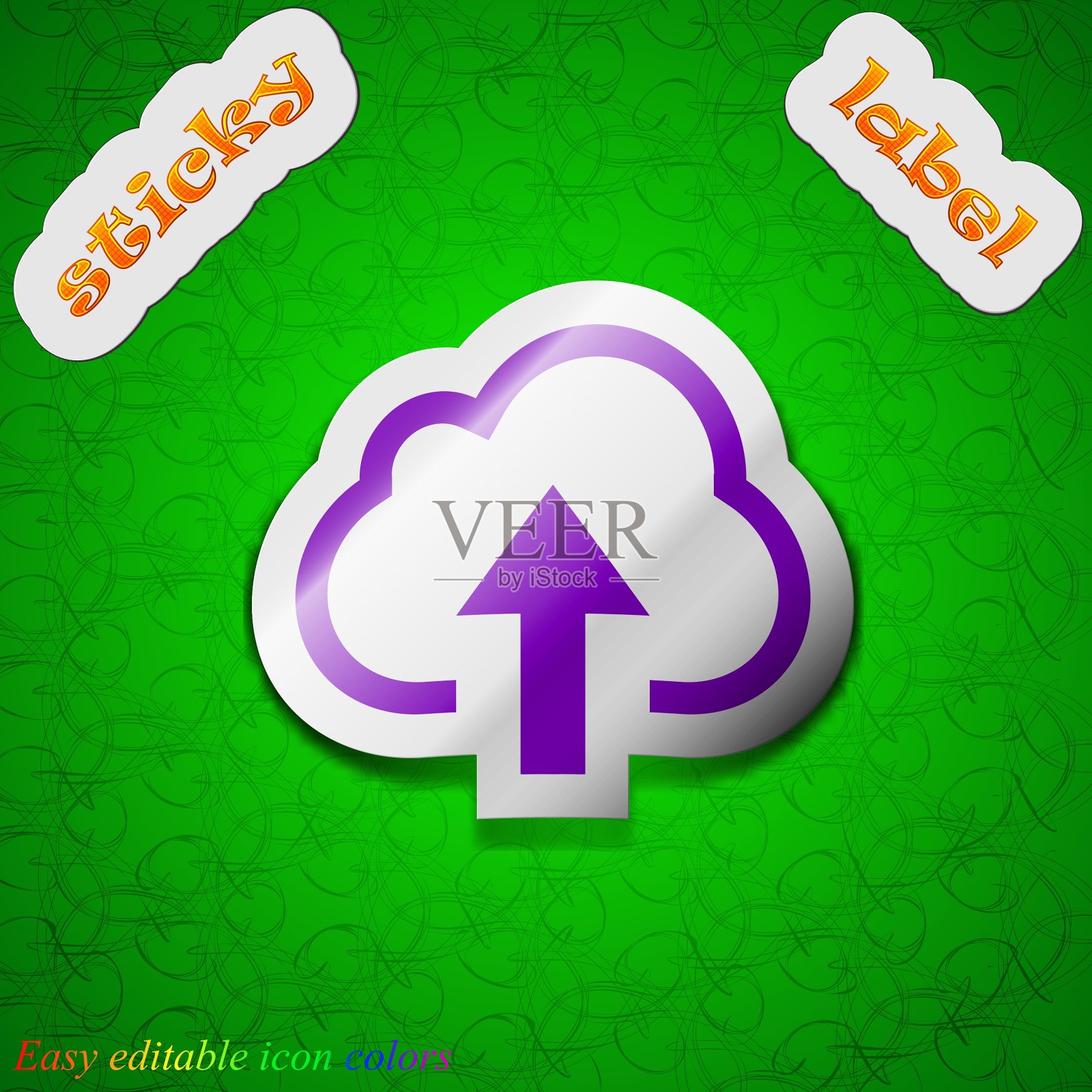 从云端上传图标符号符号别致的颜色插画图片素材