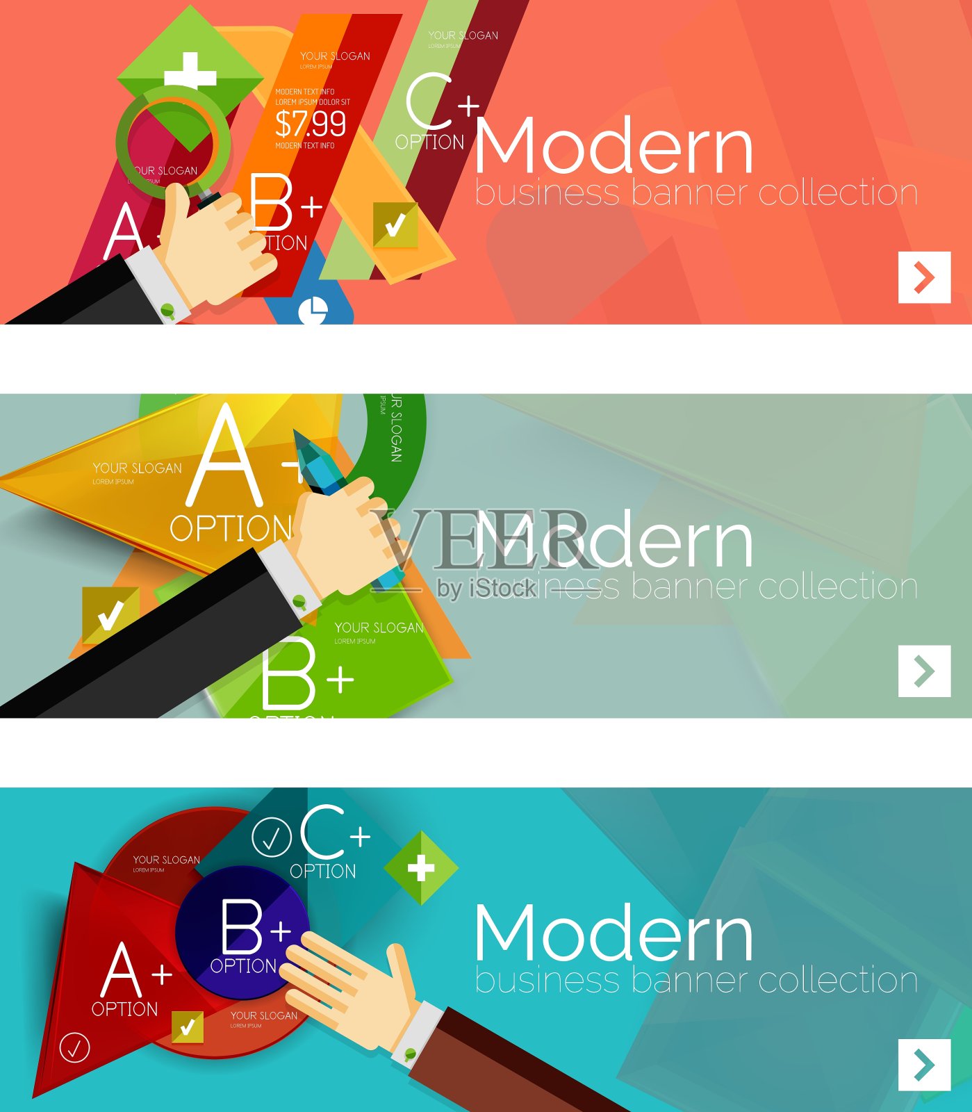 现代平面设计信息图表横幅图标素材