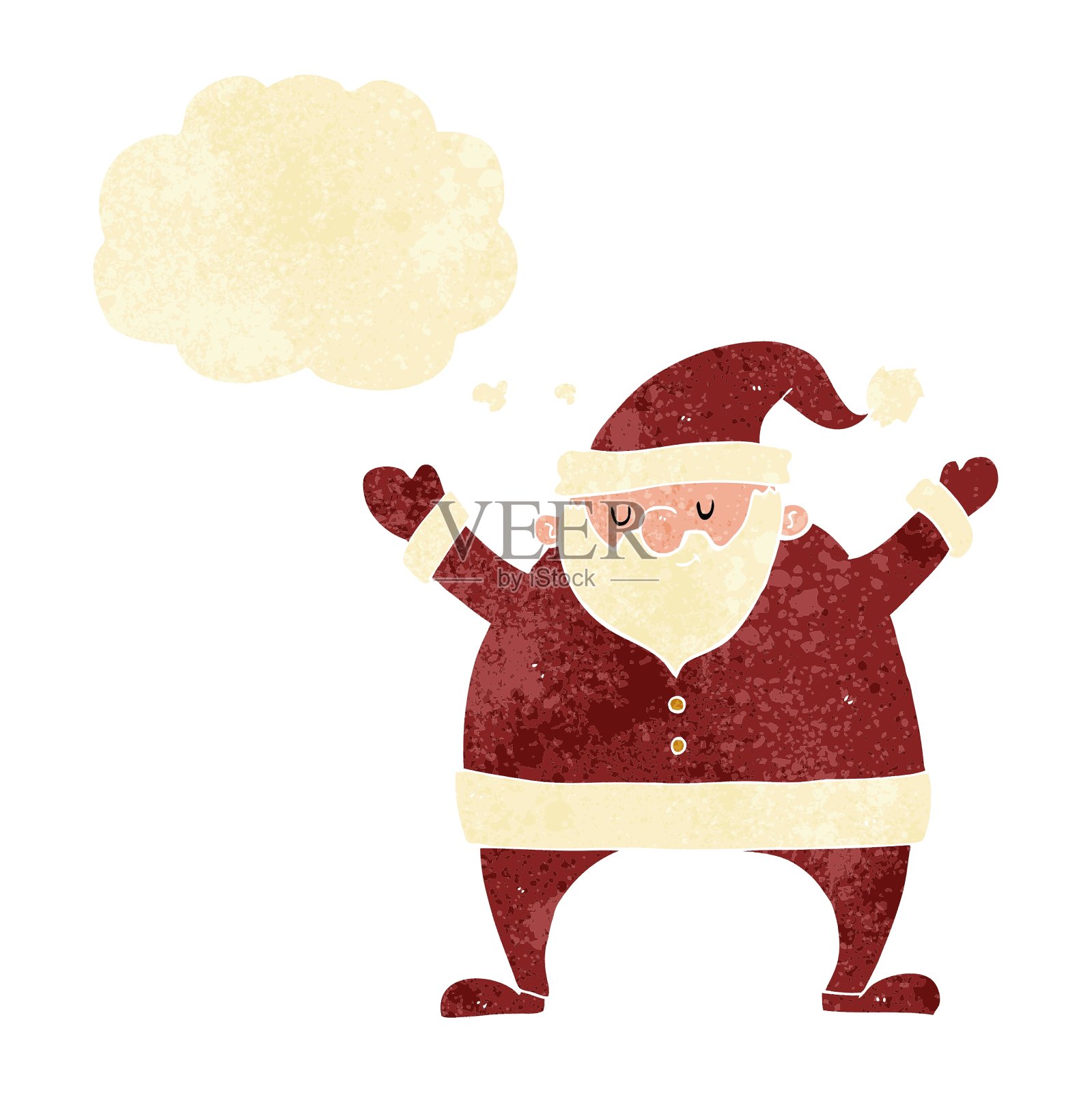 卡通圣诞老人与思想泡泡设计元素图片