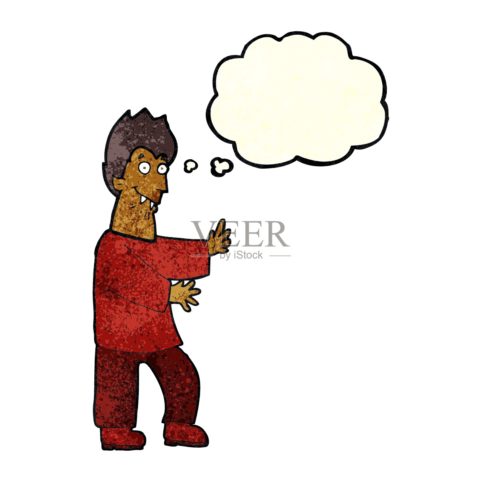 卡通吸血鬼挥舞着双手带着思想泡泡设计元素图片