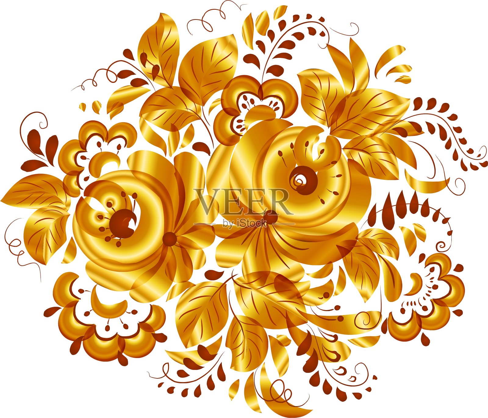 黄金孤立花元素插画图片素材