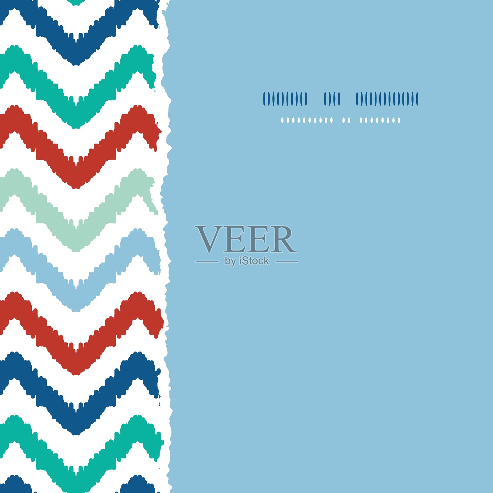 彩色伊卡特人字形框架方形撕裂无缝插画图片素材