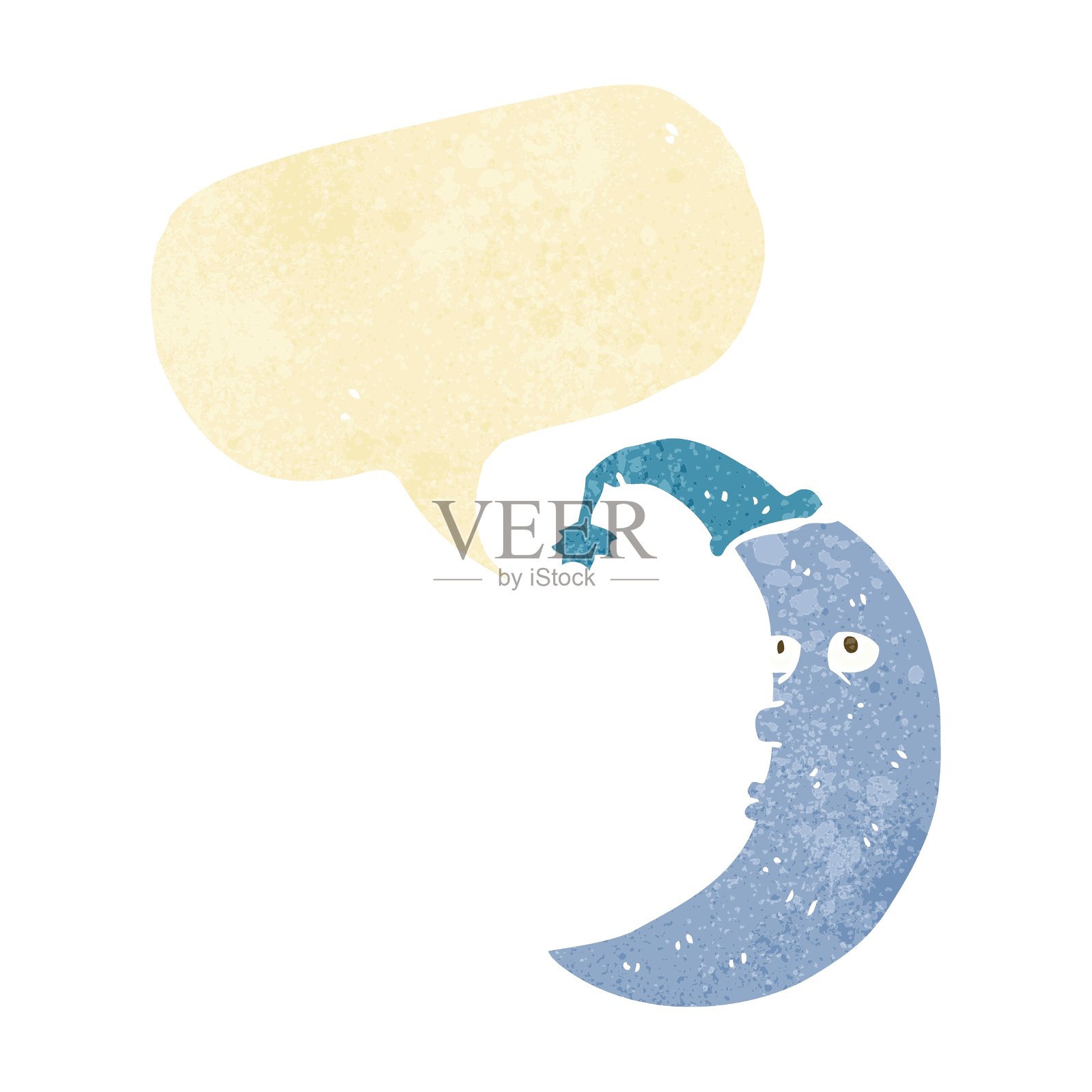 沉睡的月亮卡通与讲话泡泡设计元素图片