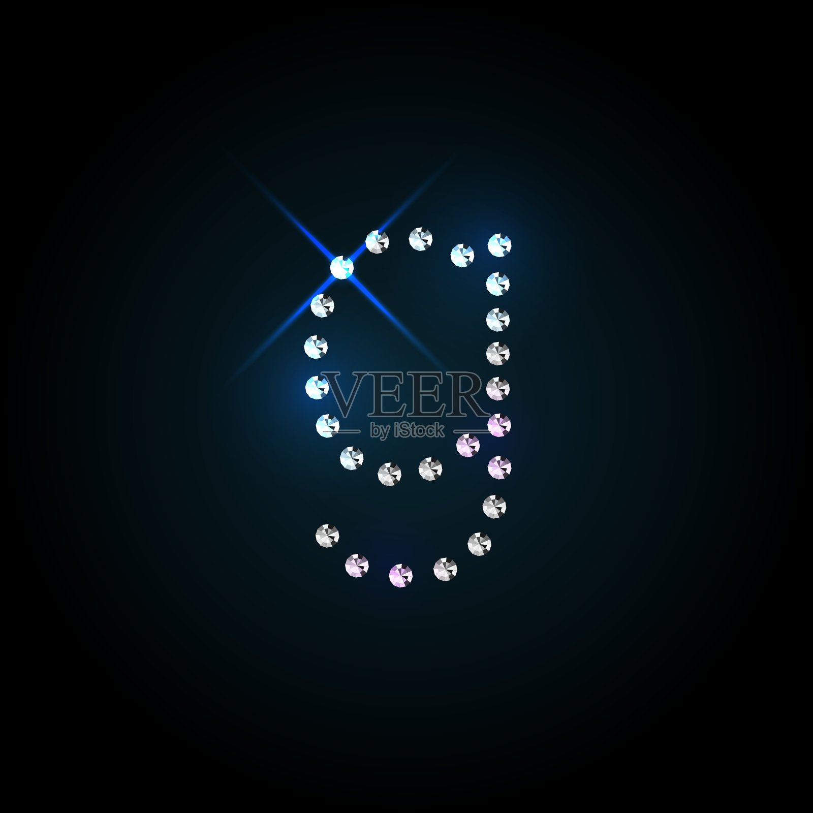 宝石字母闪亮的钻石字体插画图片素材