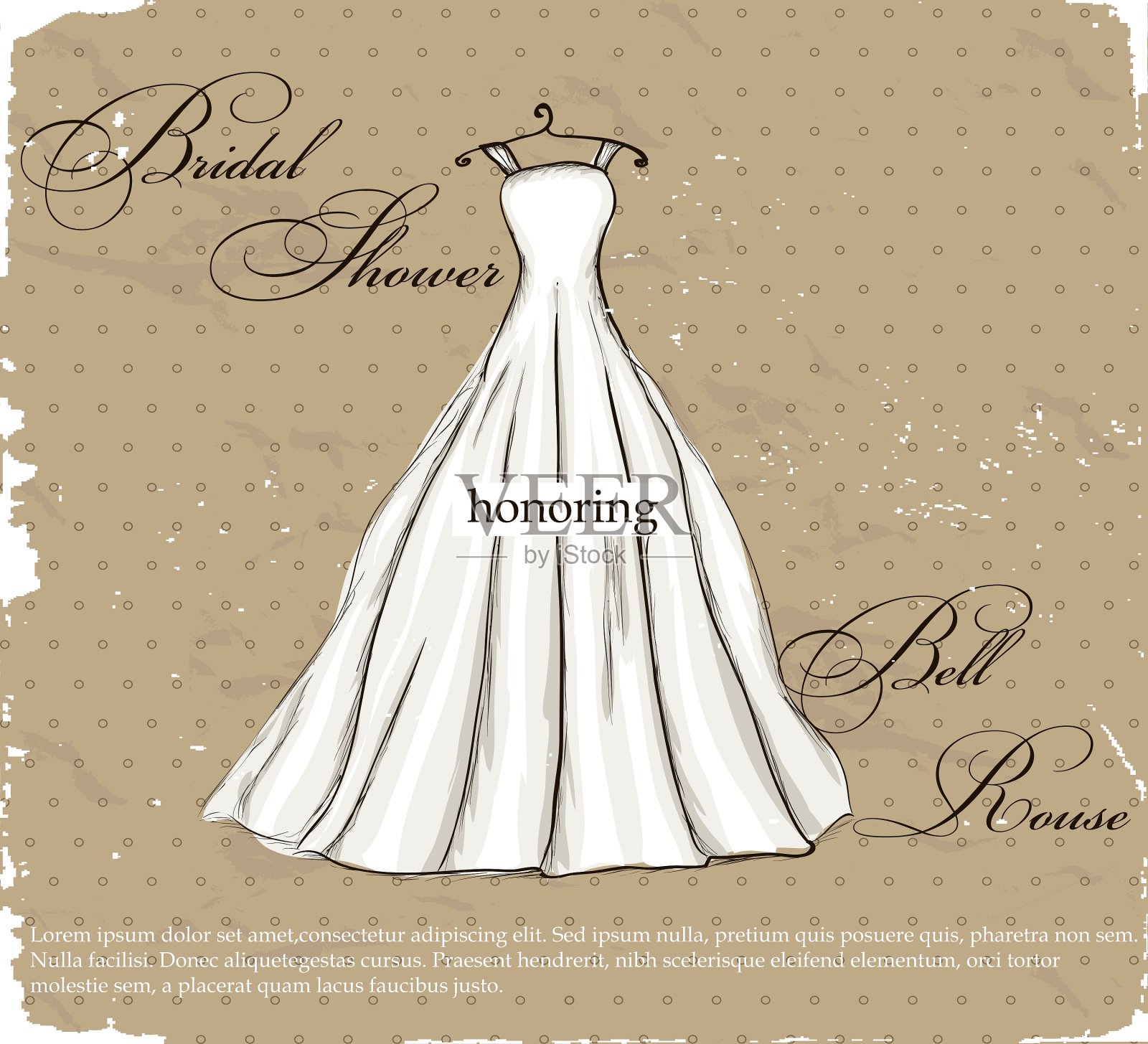 复古海报与美丽的婚纱设计模板素材