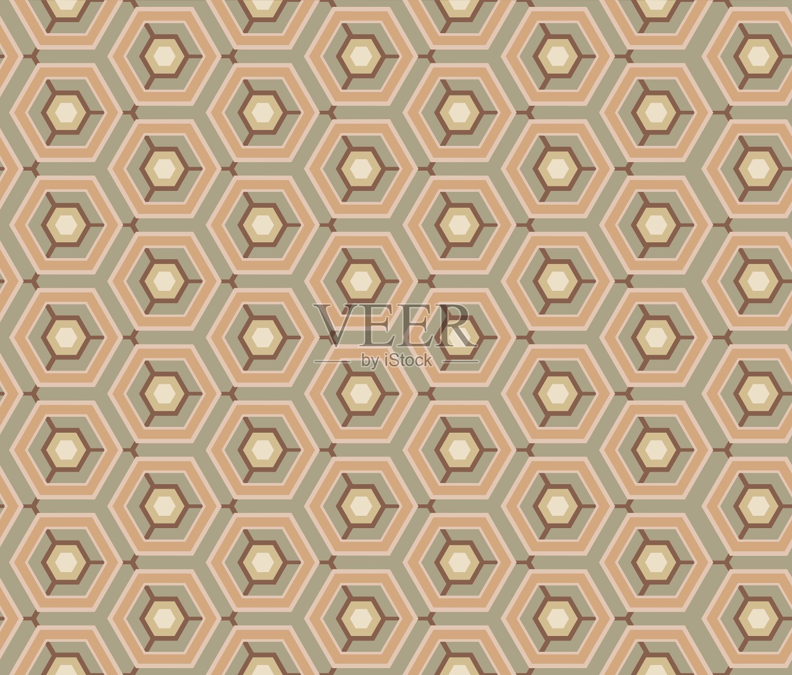 复古图案六角插画图片素材