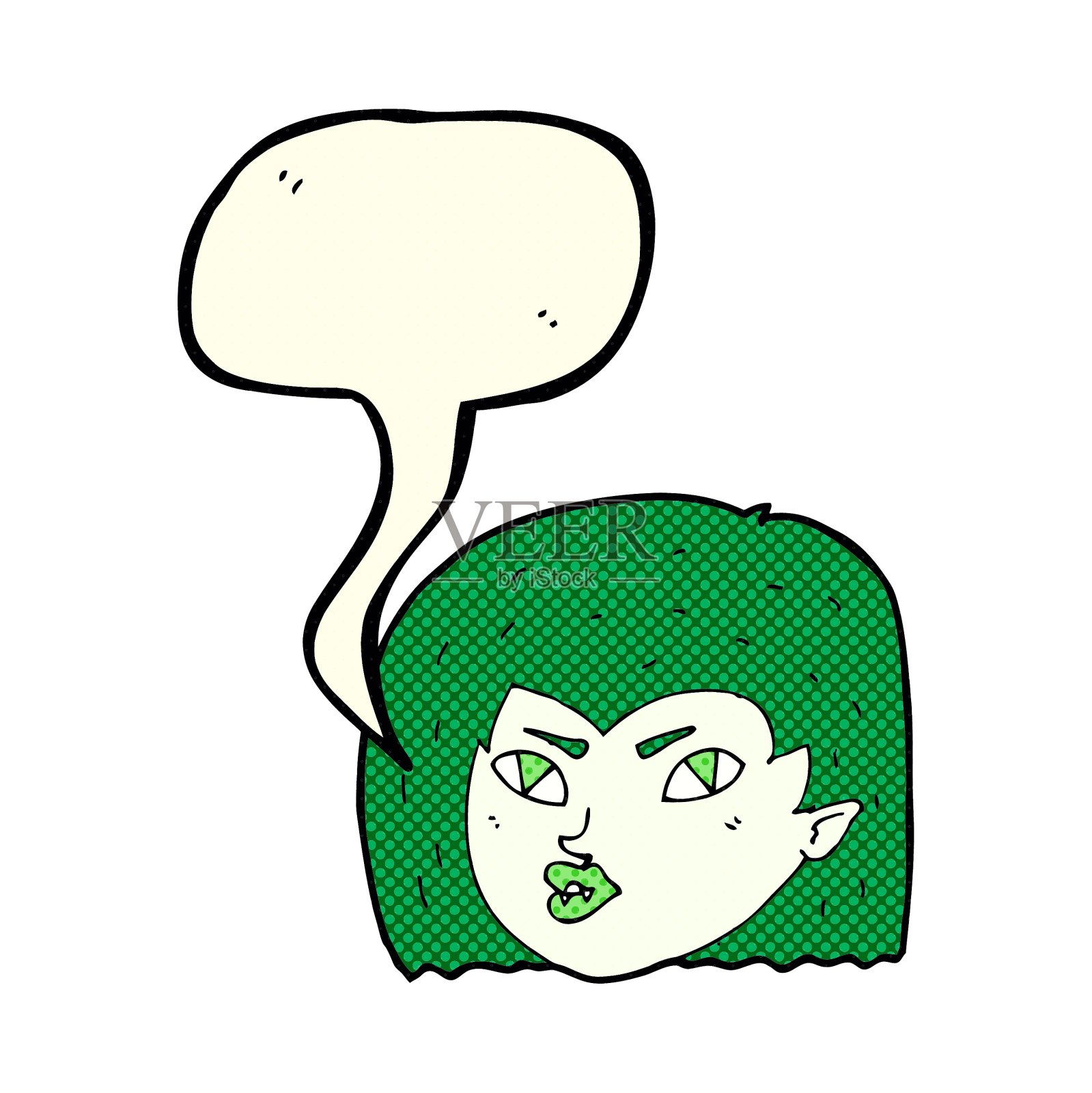 卡通吸血鬼的脸与语音泡泡设计元素图片