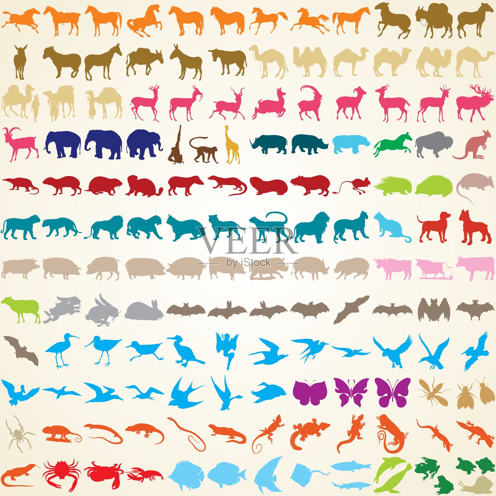 动物剪影集合插画图片素材
