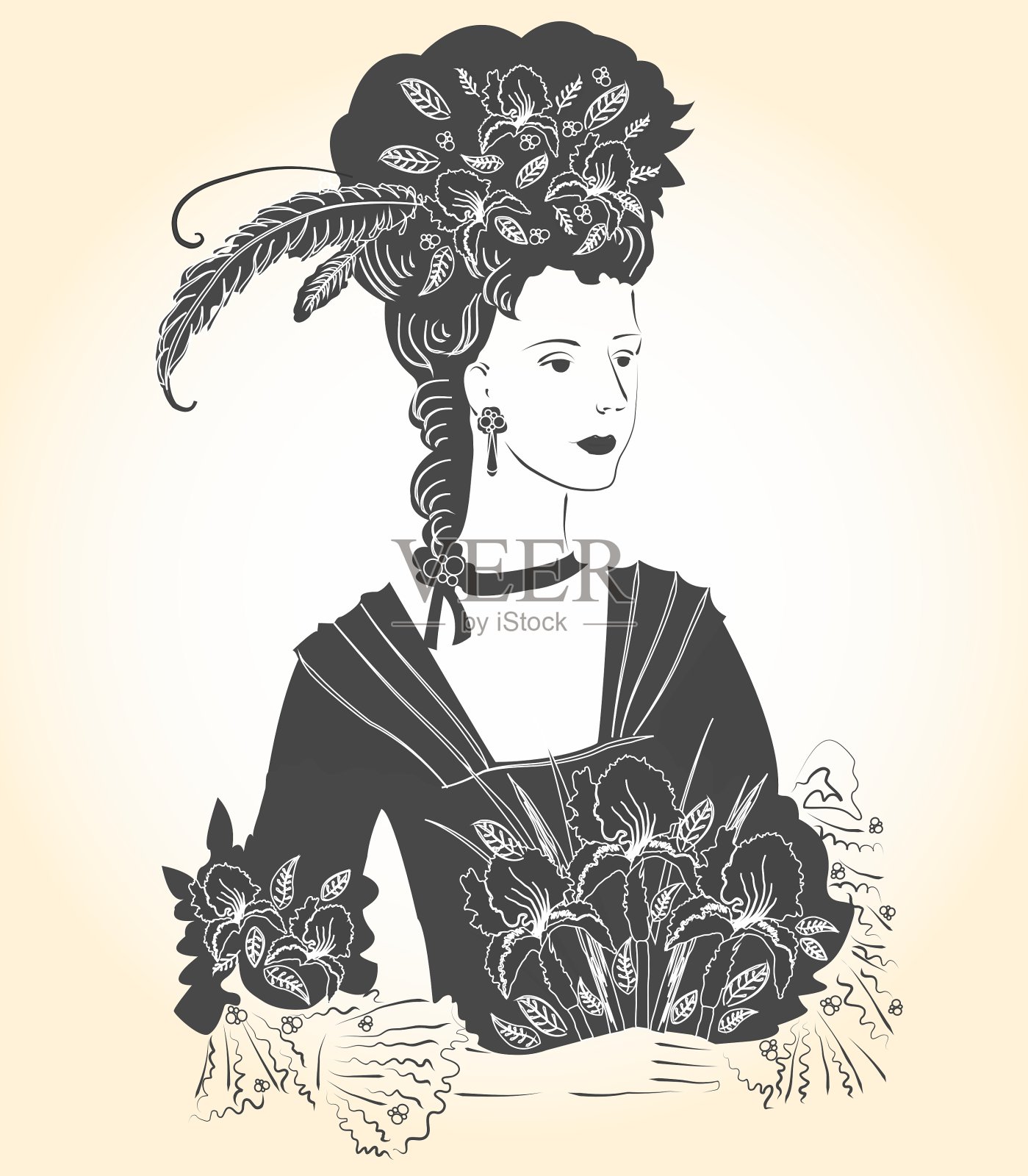 黑色优雅的女士插画图片素材