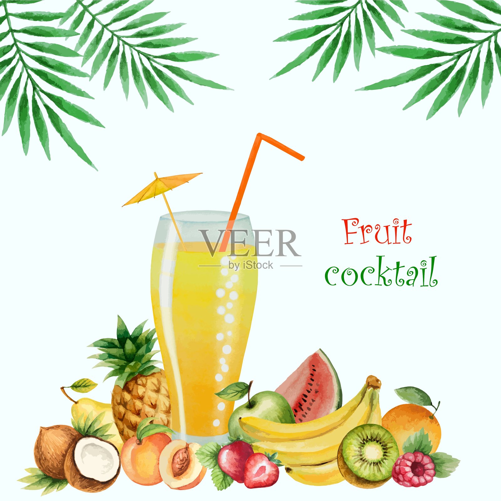 杯装水果饮料插画图片素材