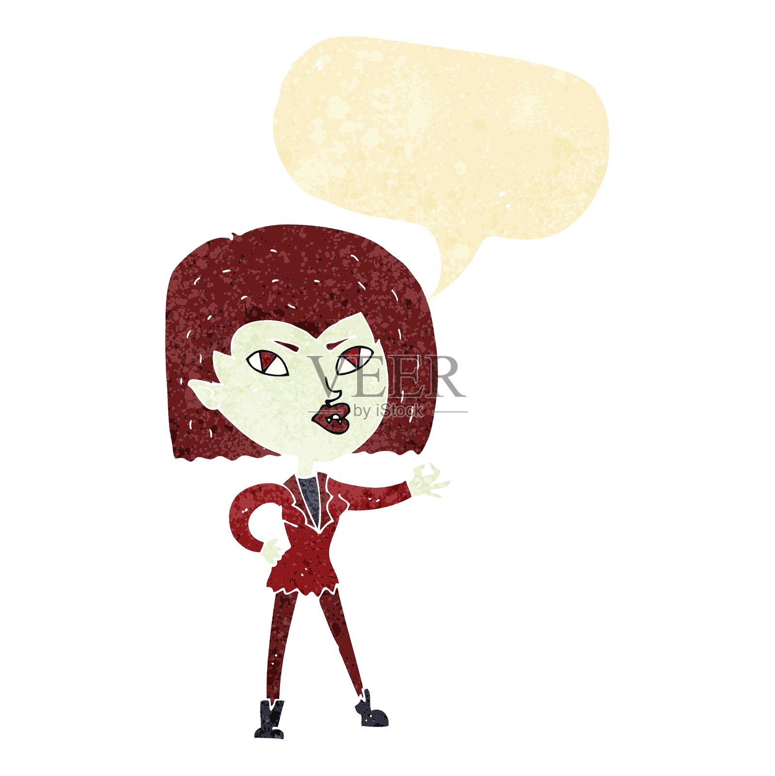 卡通吸血鬼女孩与语音泡泡设计元素图片