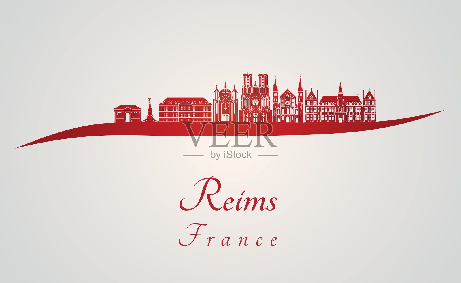 红色的兰斯天际线插画图片素材