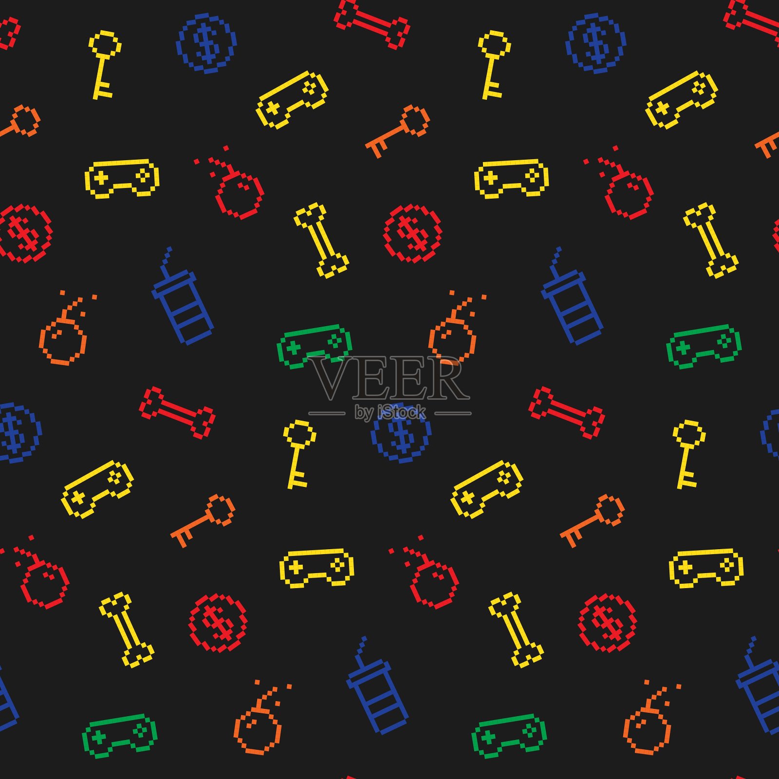 无缝的老式游戏启发模式插画图片素材