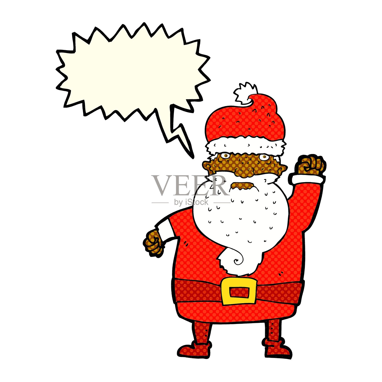 卡通愤怒的圣诞老人用气泡说话设计元素图片