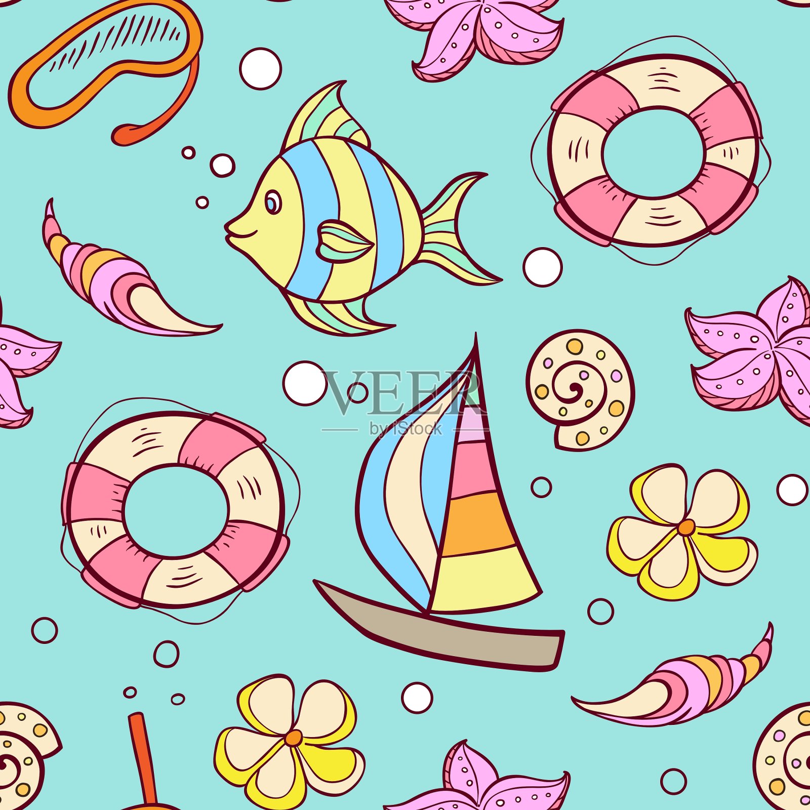 夏季海洋无缝模式插画图片素材