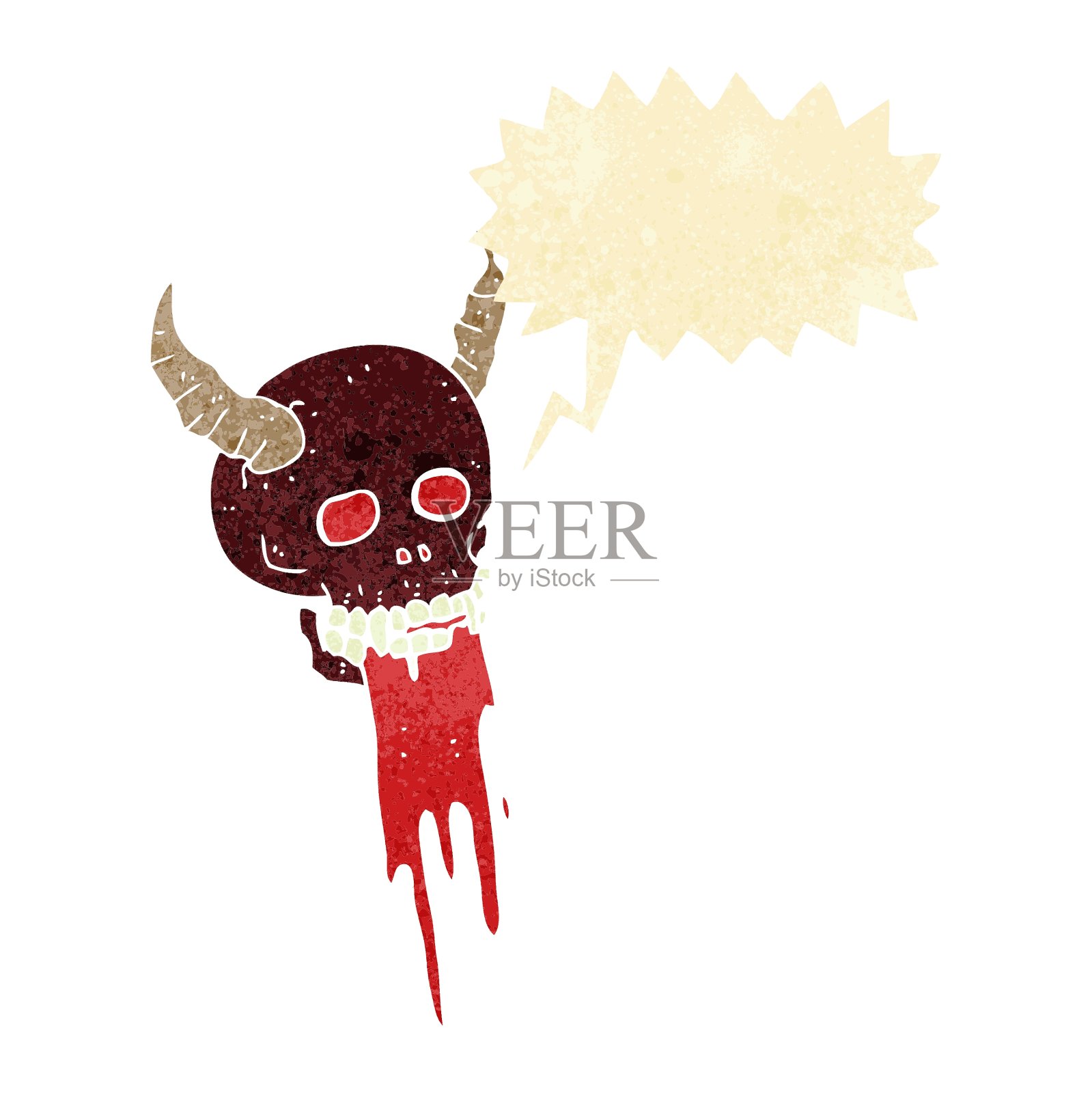 卡通吓人的万圣节头骨与讲话气泡设计元素图片