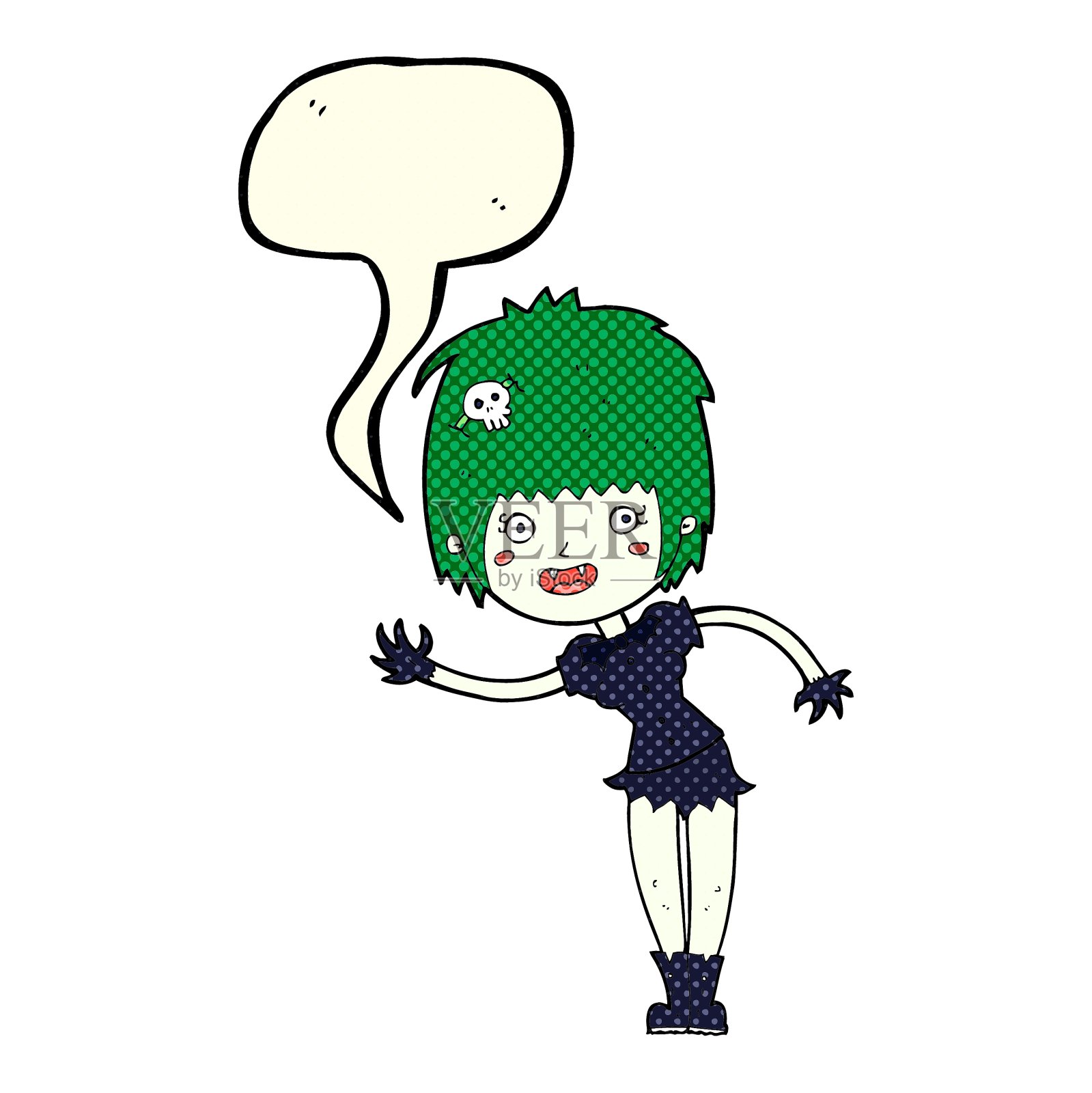 卡通吸血鬼女孩与语音泡泡设计元素图片