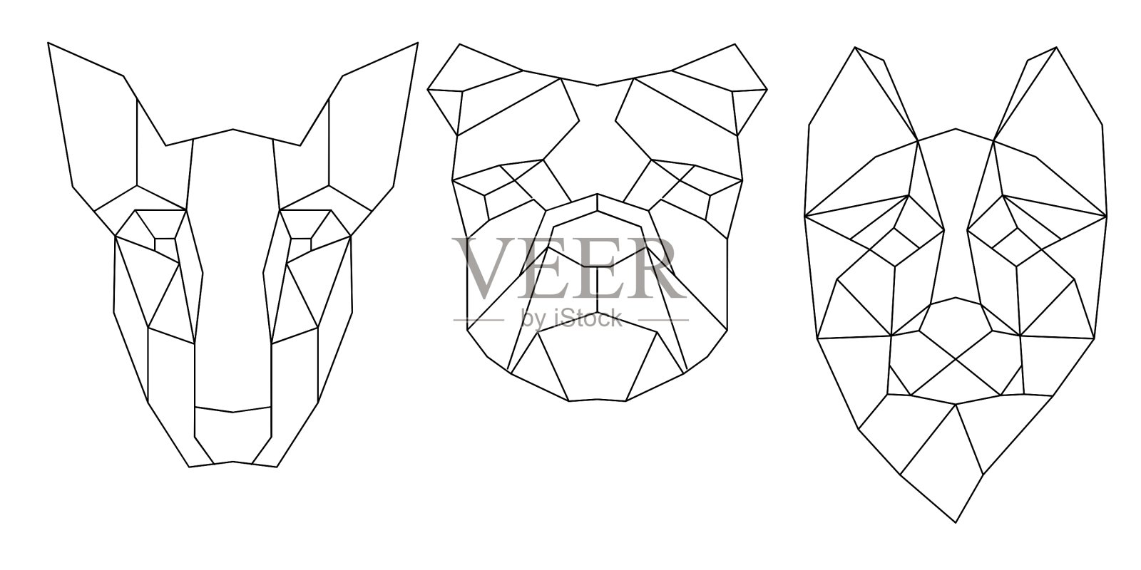 狗头三角形图标几何时尚线设计元素图片